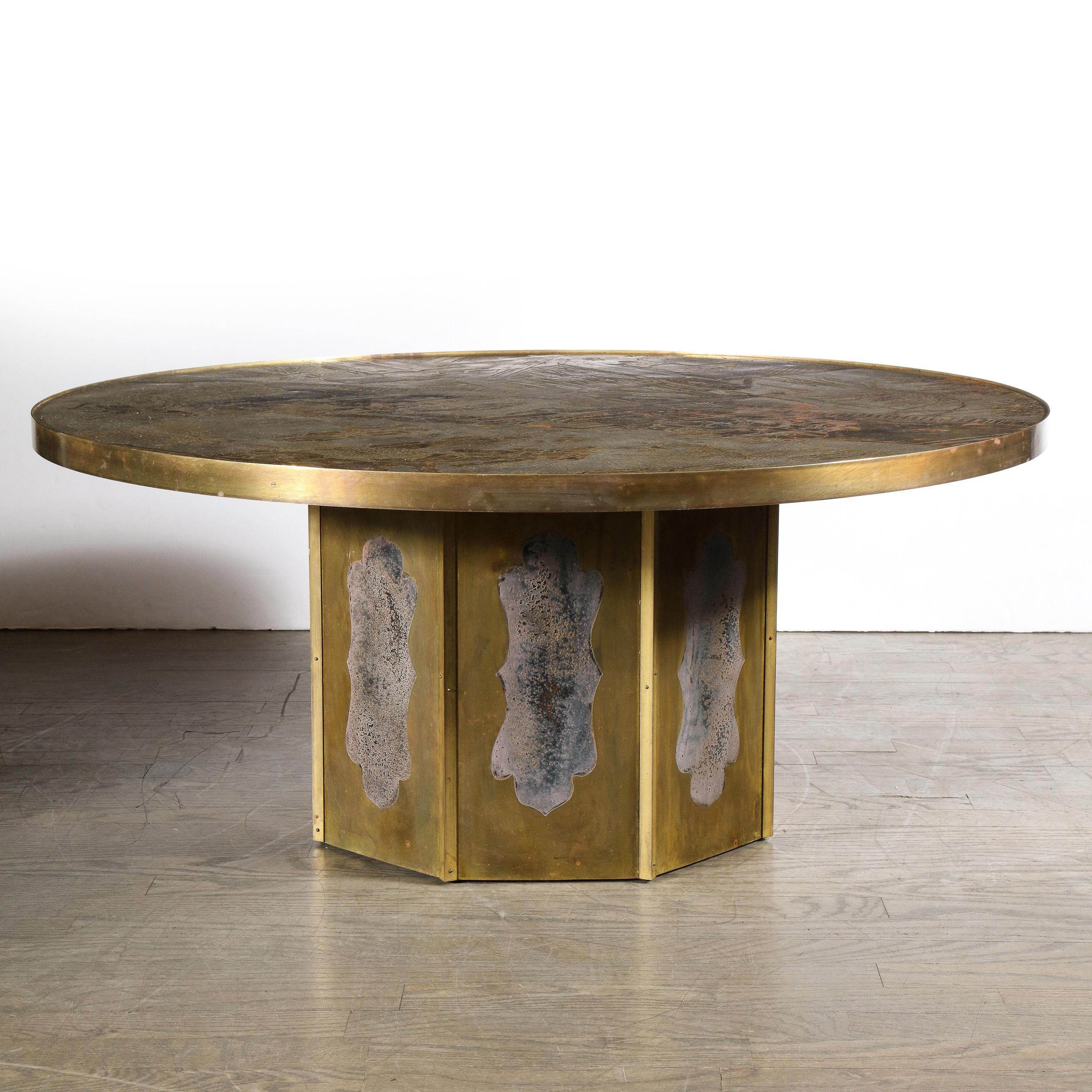 Mid Century Philip & Kelvin LaVerne Acid Etched Bronze/ Pewter Chan Coffee Table 5
