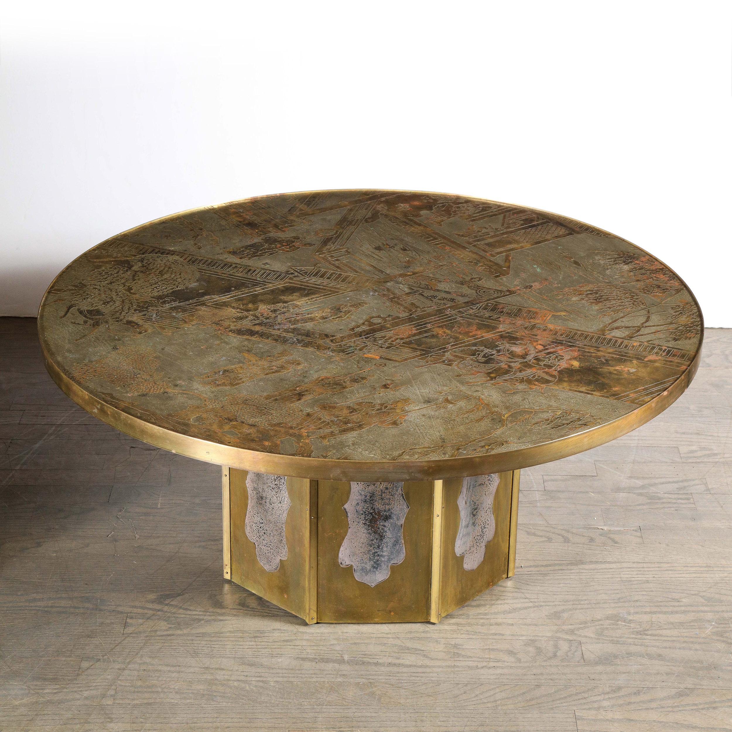 Mid Century Philip & Kelvin LaVerne Acid Etched Bronze/ Pewter Chan Coffee Table 6