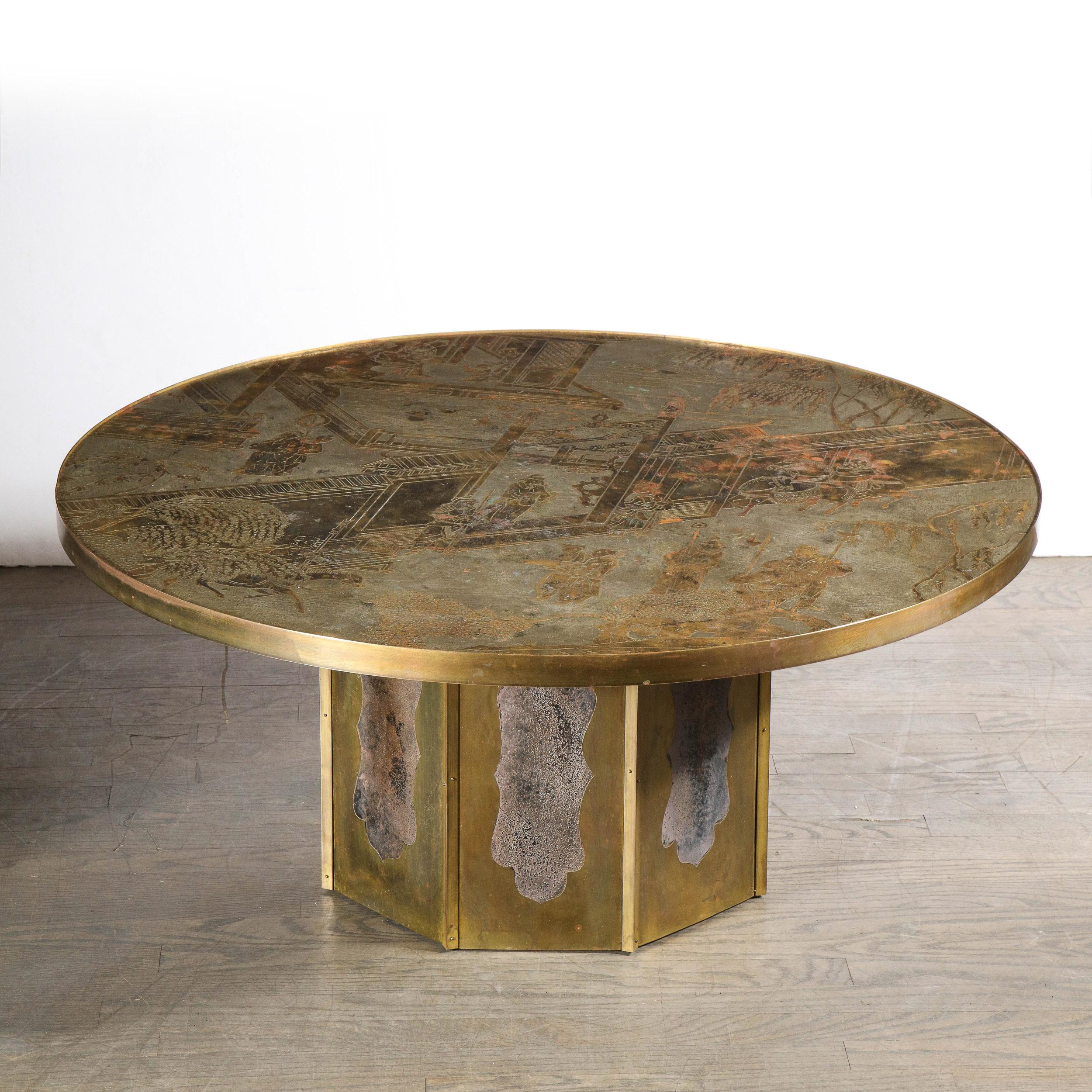Mid Century Philip & Kelvin LaVerne Acid Etched Bronze/ Pewter Chan Coffee Table 7