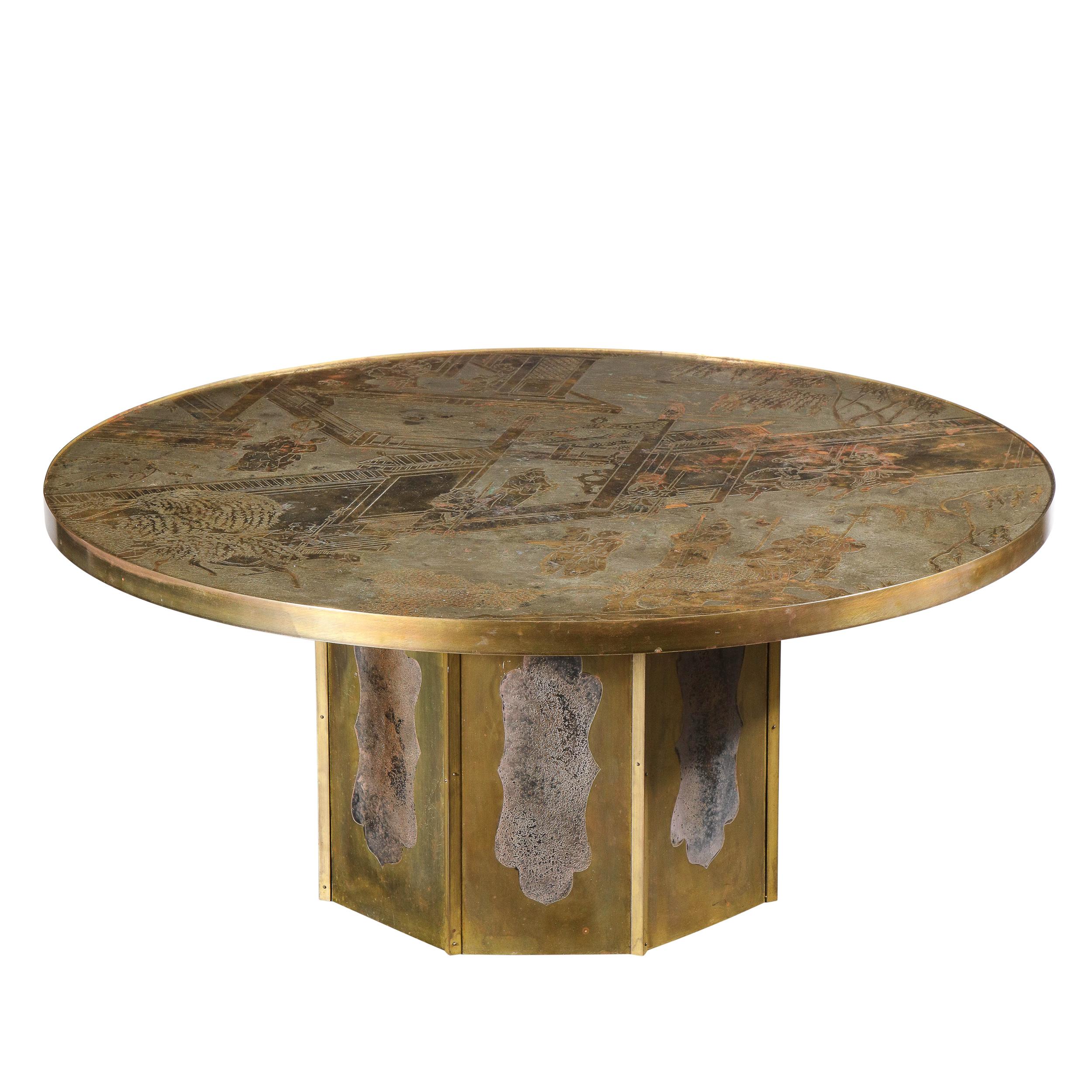 Mid Century Philip & Kelvin LaVerne Acid Etched Bronze/ Pewter Chan Coffee Table 8