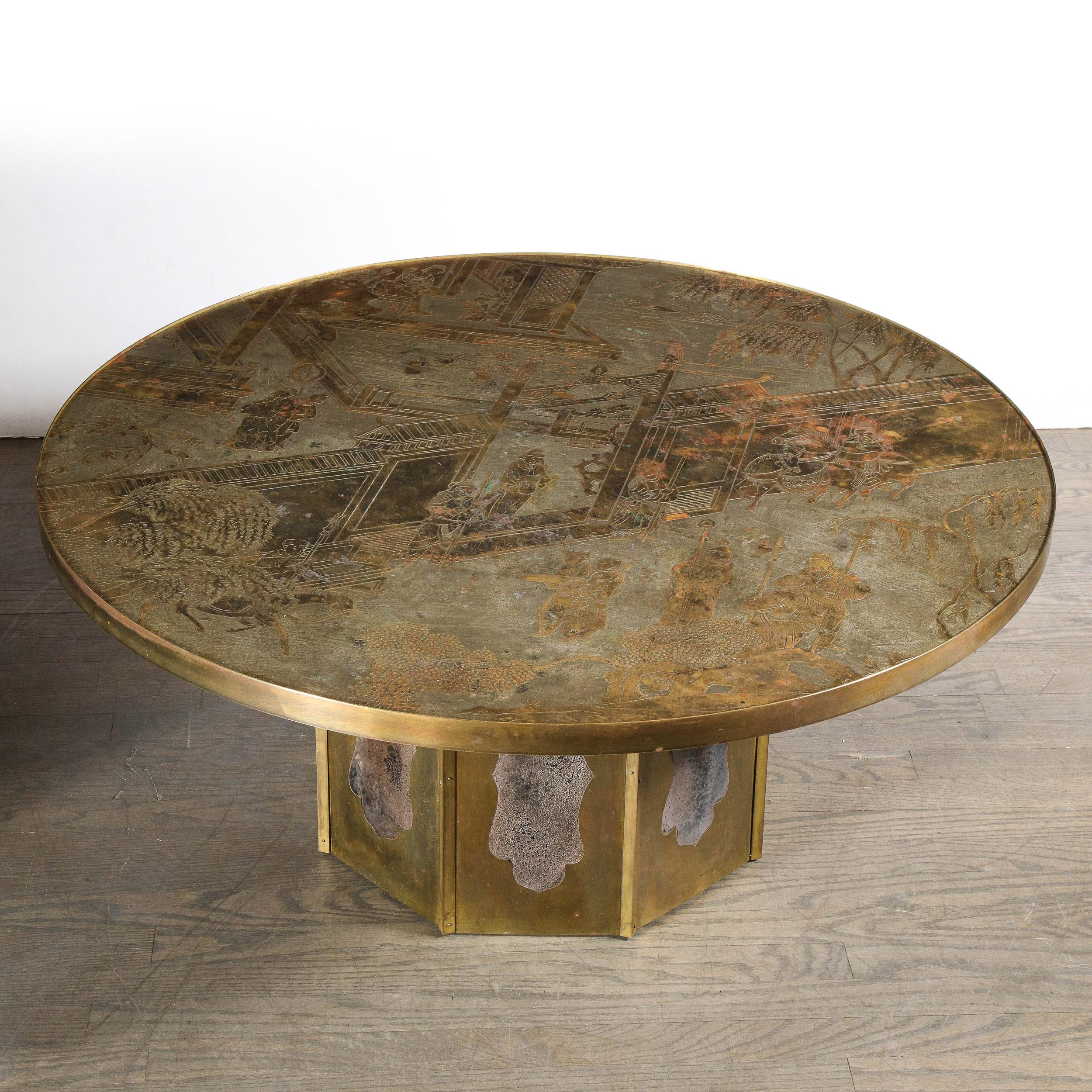 Mid Century Philip & Kelvin LaVerne Acid Etched Bronze/ Pewter Chan Coffee Table 9