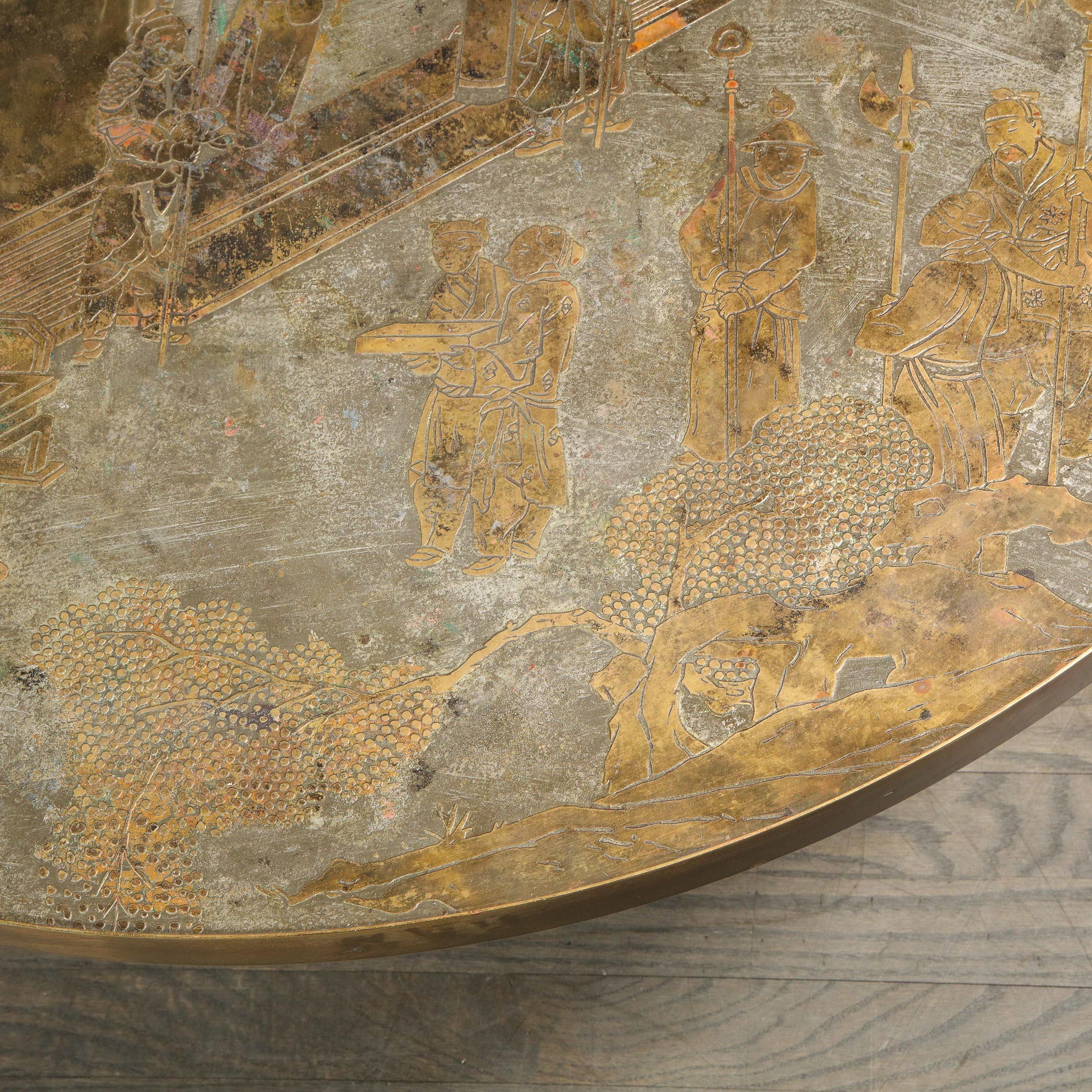 Mid-Century Modern Mid Century Philip & Kelvin LaVerne Acid Etched Bronze/ Pewter Chan Coffee Table
