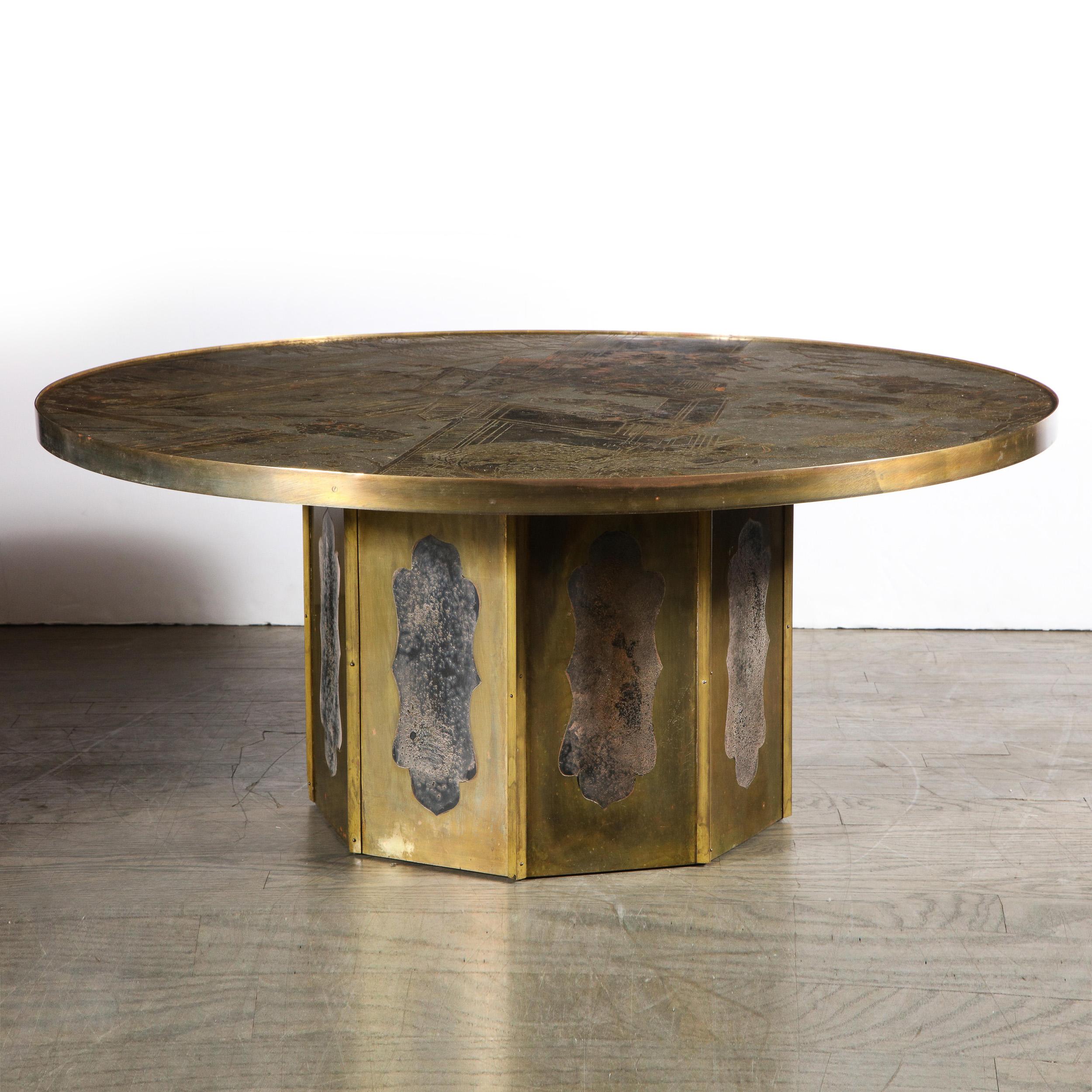 Mid Century Philip & Kelvin LaVerne Acid Etched Bronze/ Pewter Chan Coffee Table 2