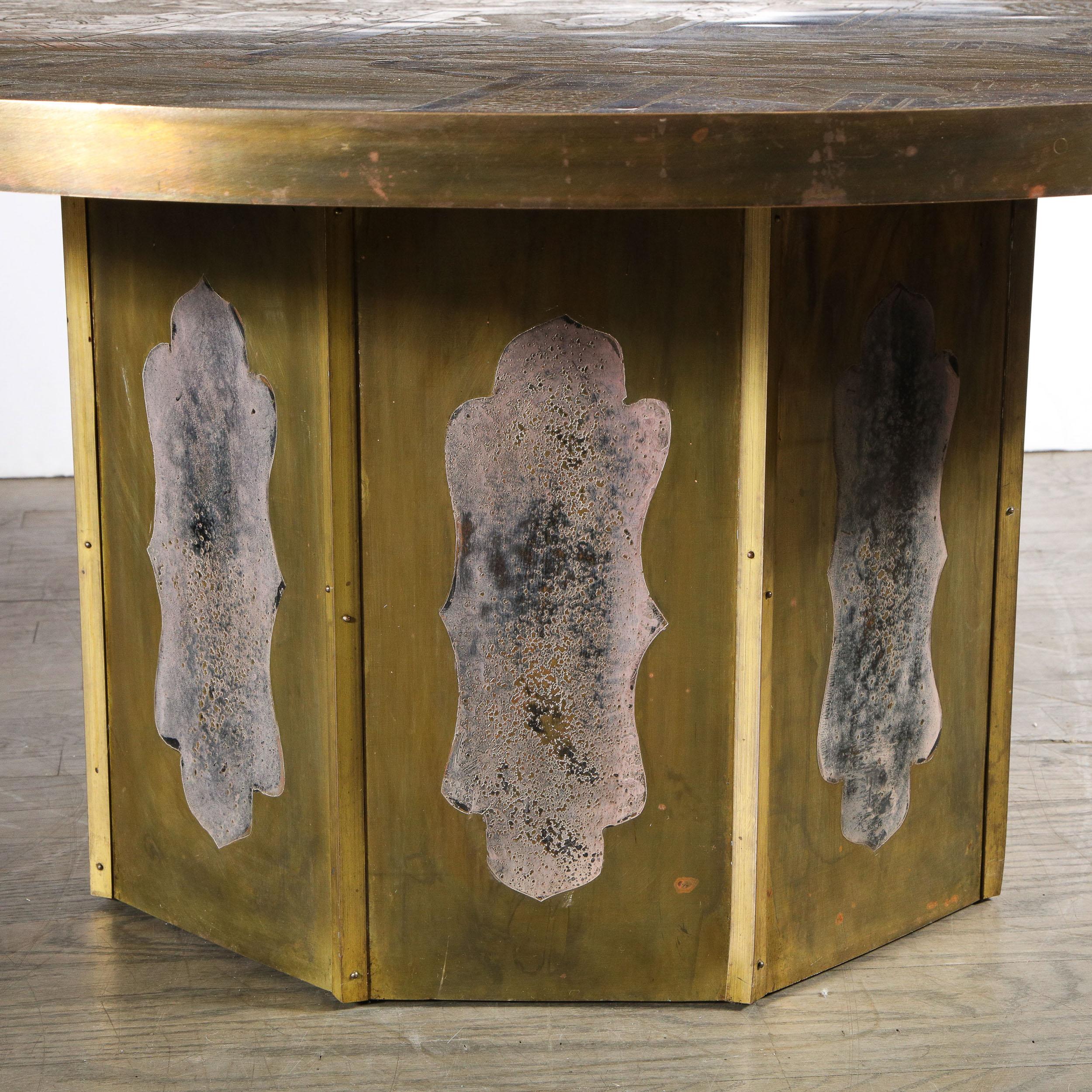 Mid Century Philip & Kelvin LaVerne Acid Etched Bronze/ Pewter Chan Coffee Table 3