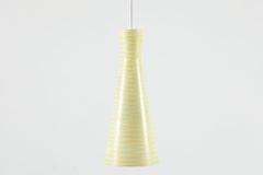 Mid-Century Philips Yellow Striped Hourglass Glass Pendant