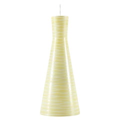 Mid-Century Philips Yellow Striped Hourglass Glass Pendant