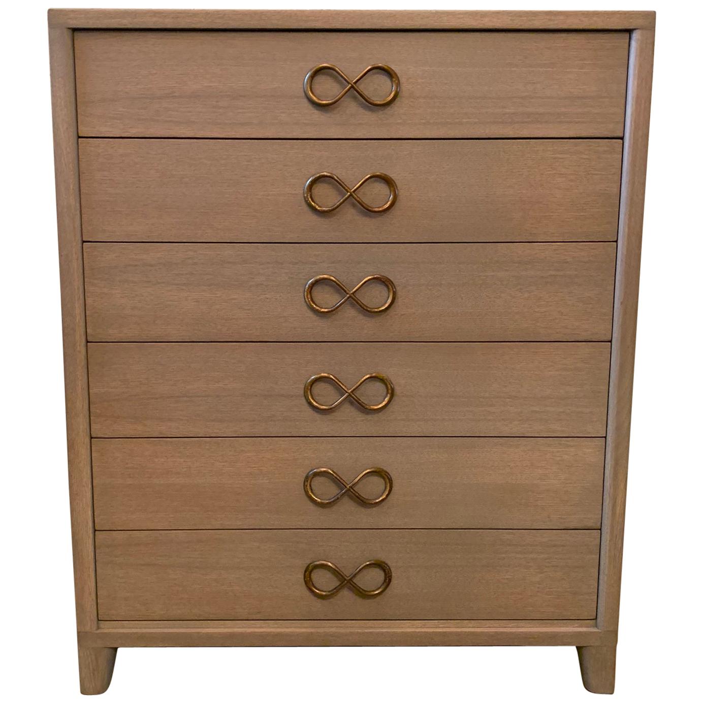 Midcentury Pickled Mahogany Highboy Dresser by Red Lion