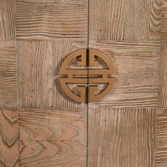 Midcentury Pickled Oak and Kelly Green Lacquer Bar Cabinet Signed James Mont