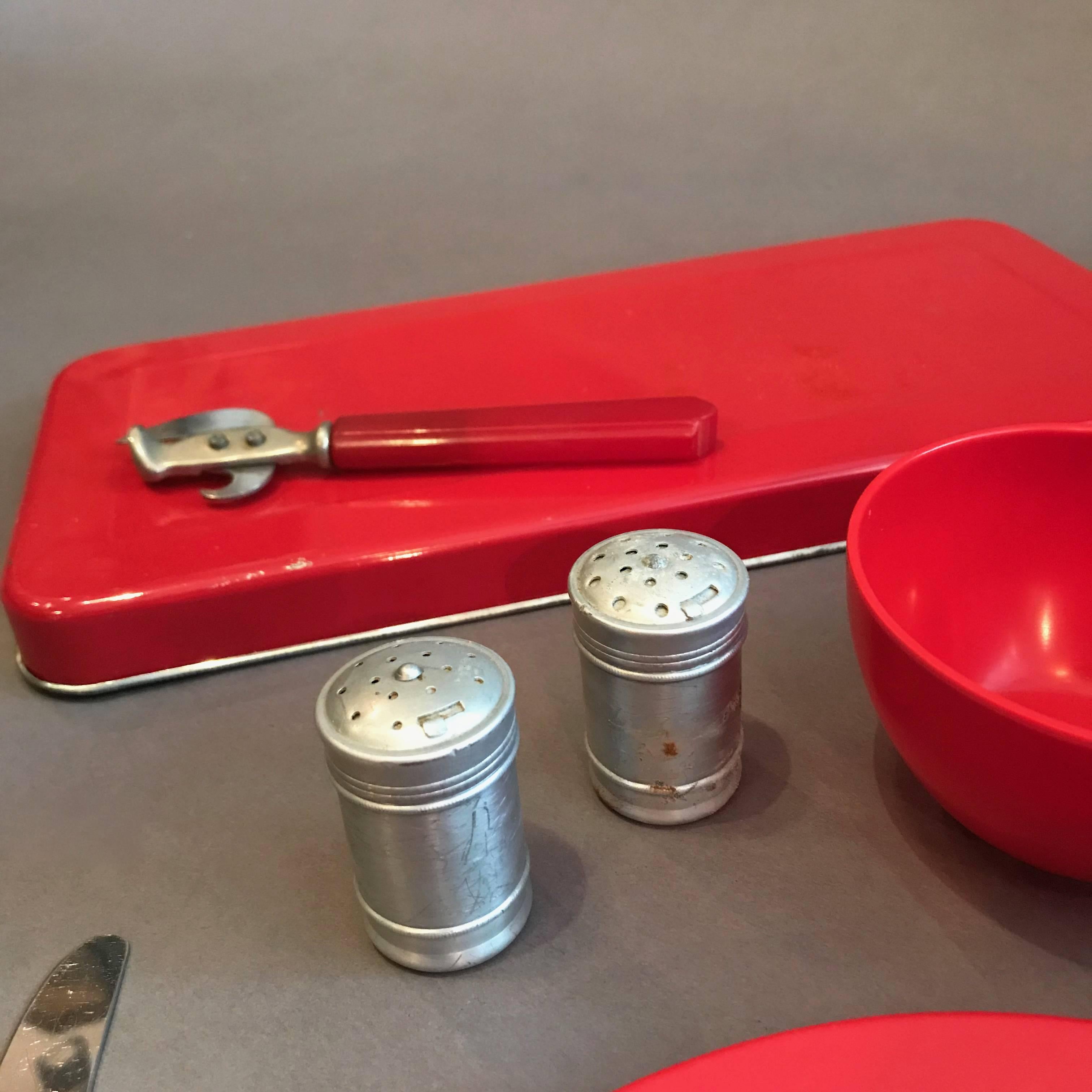 20th Century Mid Century Picnic Set Case For Four For Sale