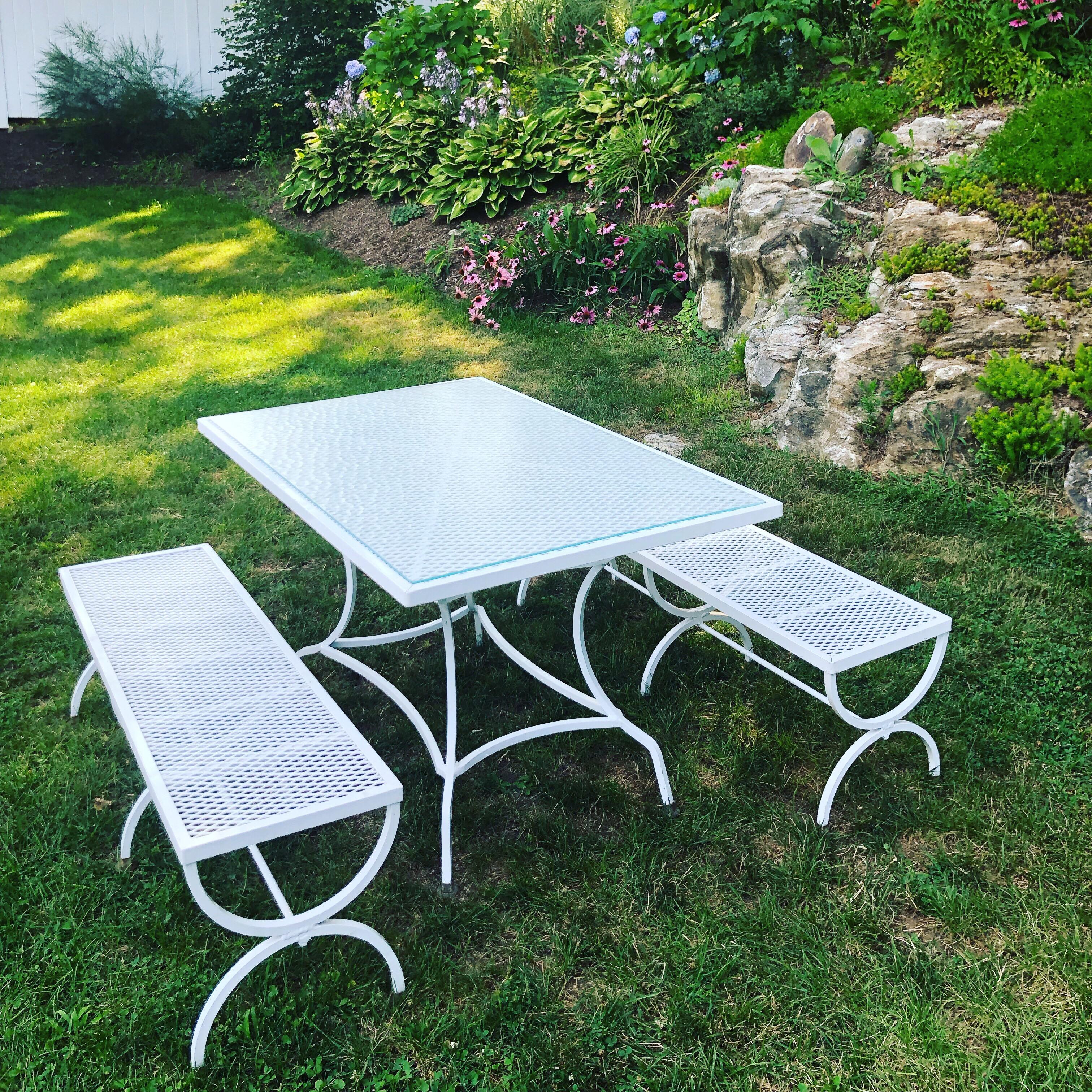 Hollywood Regency Mid Century Picnic Style Table and Benches