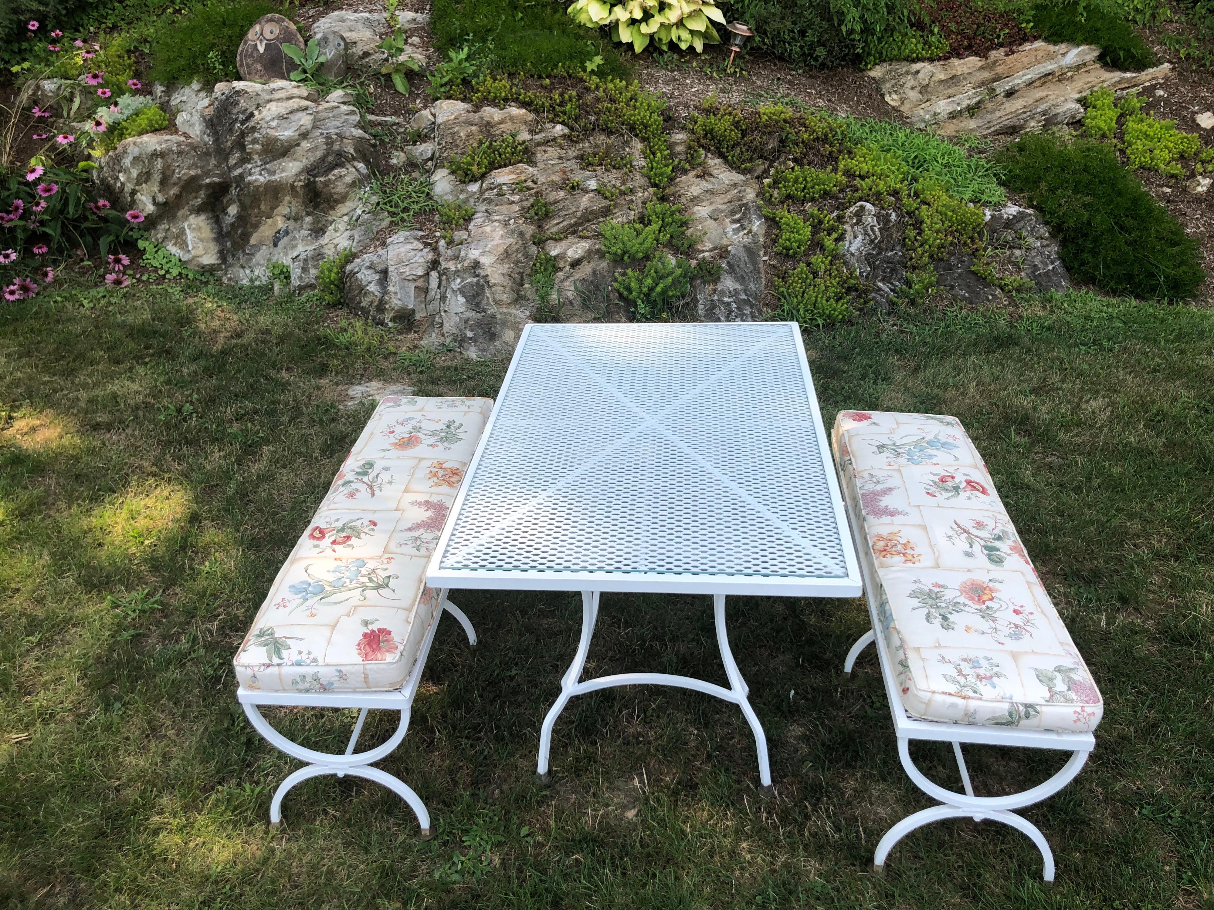 Late 20th Century Mid Century Picnic Style Table and Benches