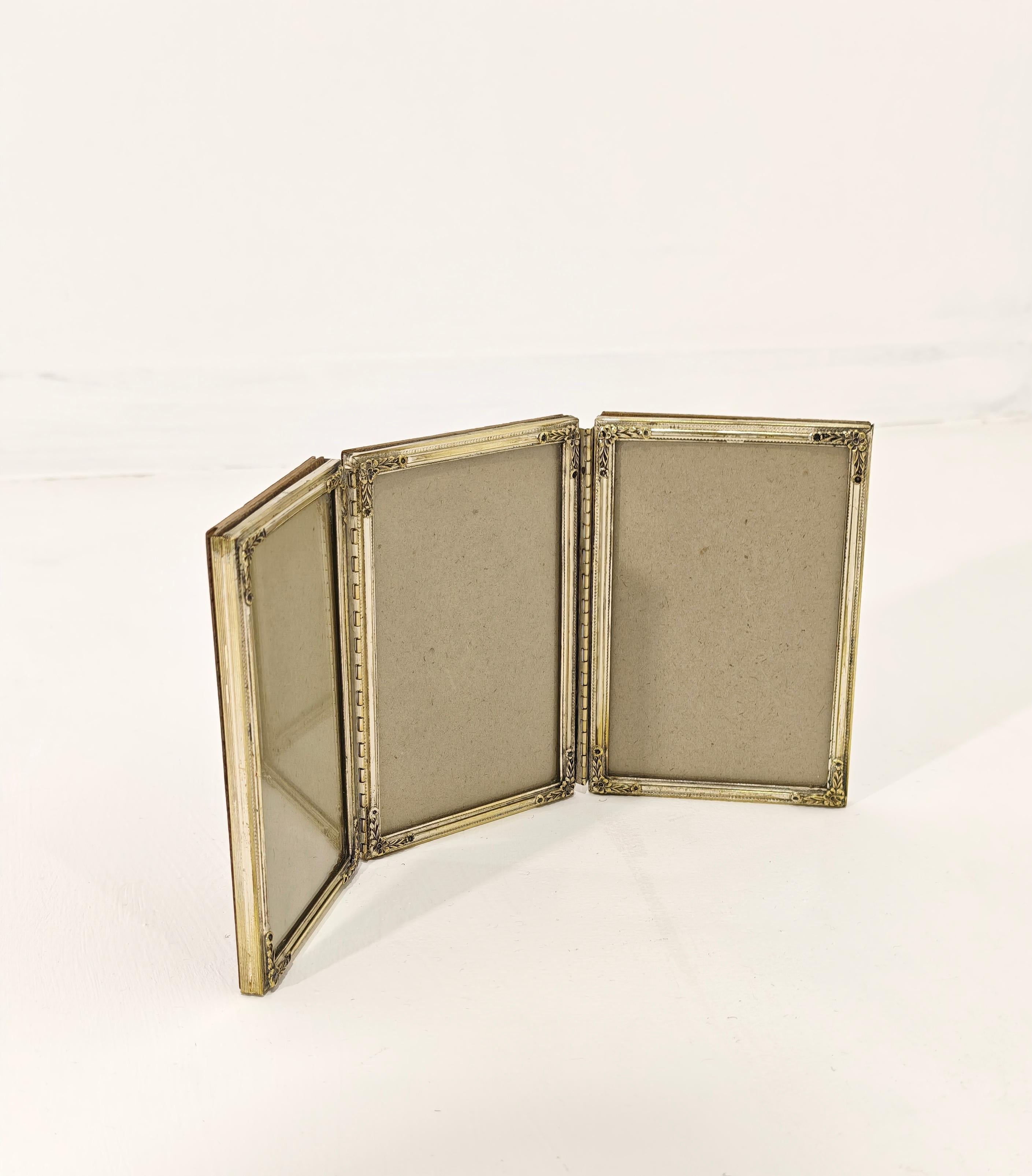 Marco de fotos de mediados de siglo Hoja de plata Madera Diseño italiano postmoderno Años 50 siglo XX