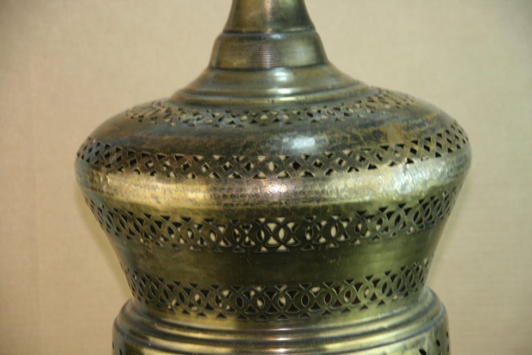 Indian Mid-Century Pierced Brass Bell Lantern For Sale