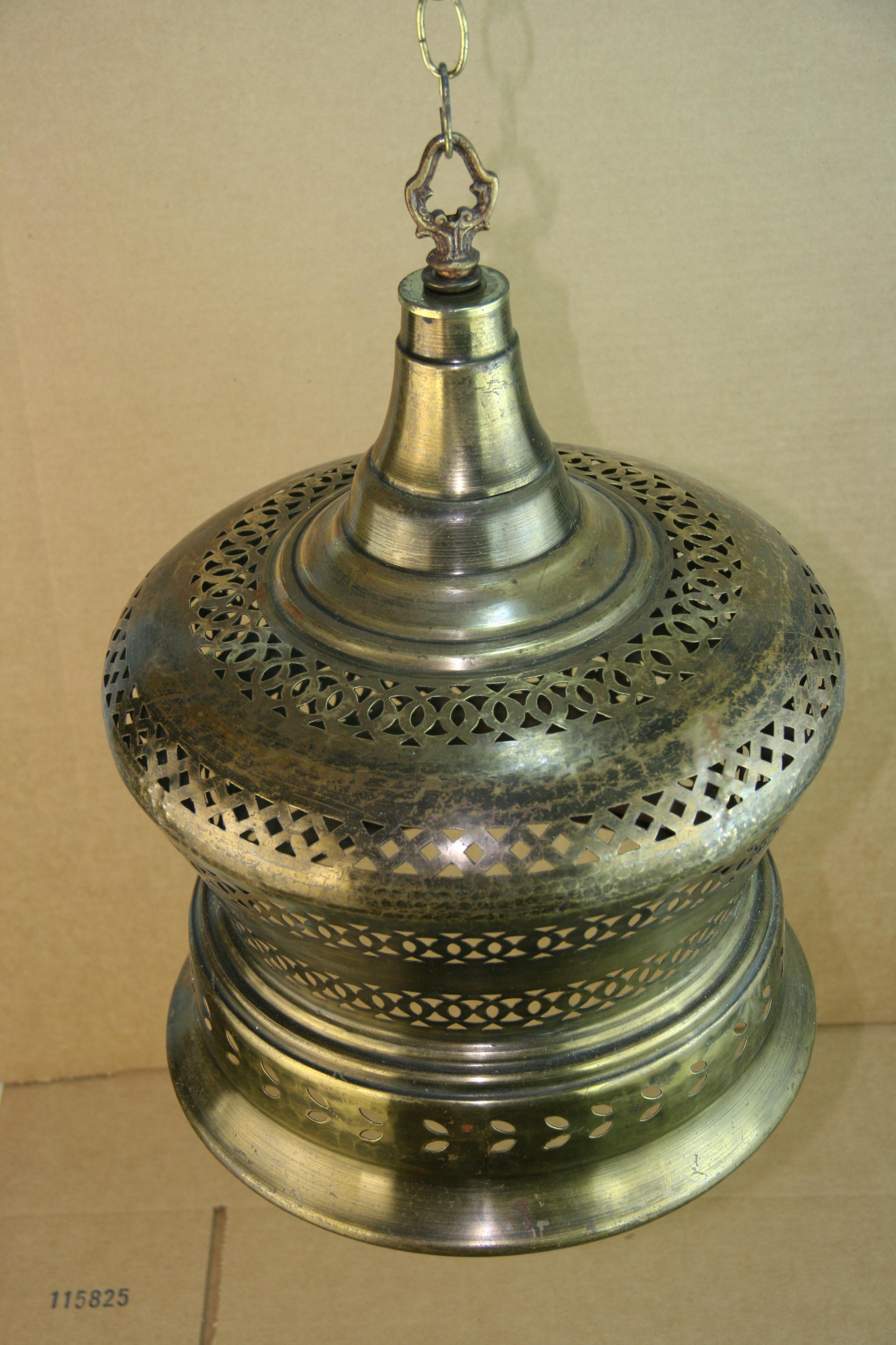 Mid-Century Pierced Brass Bell Lantern 1