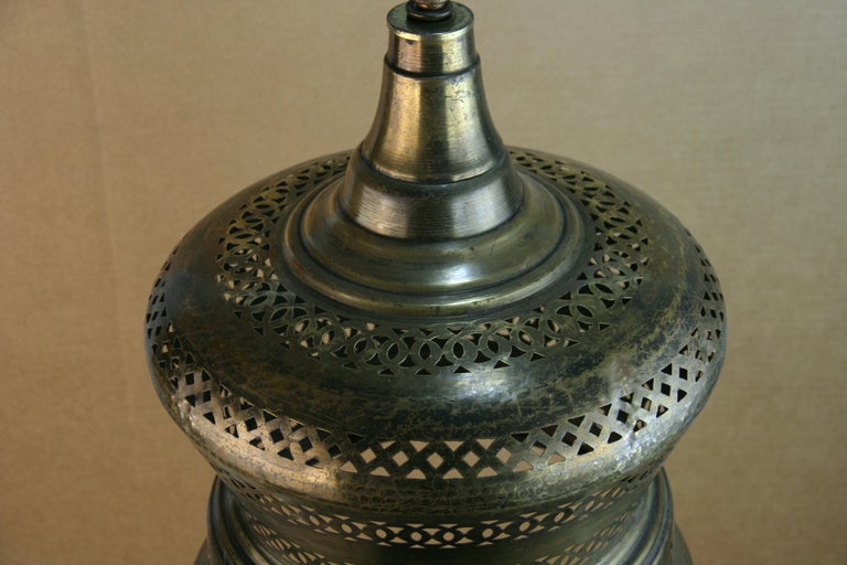 Mid-Century Pierced Brass Bell Lantern For Sale 2