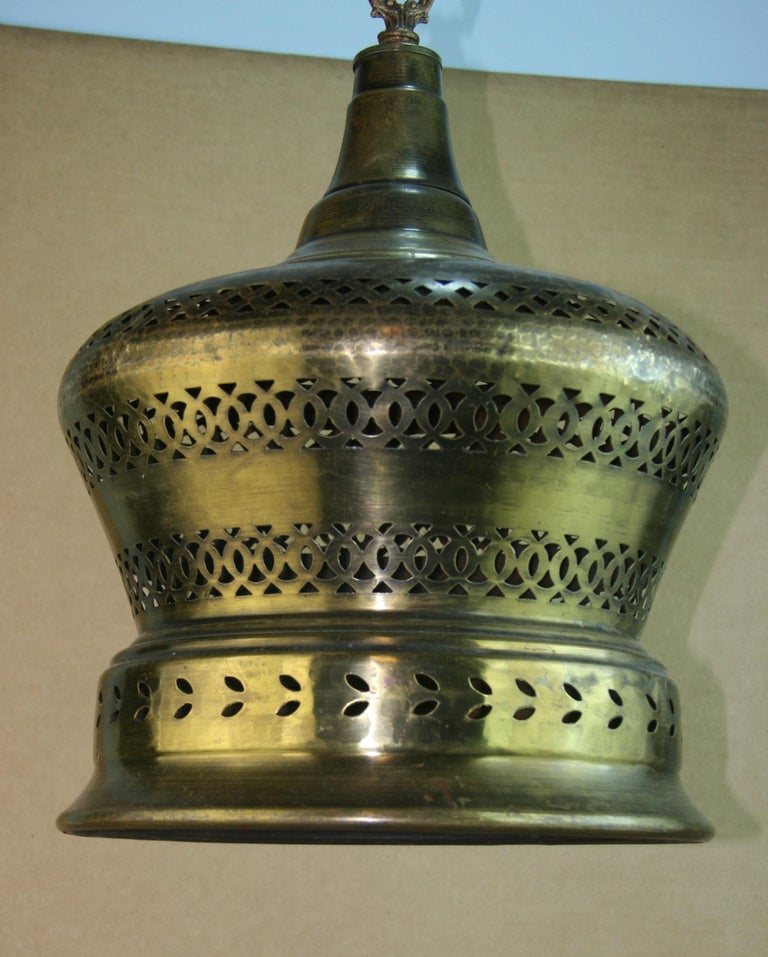 Mid-Century Pierced Brass Bell Lantern For Sale 3