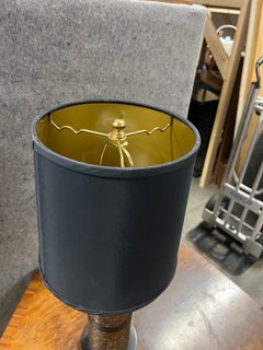 Mid-Century Modern Brass & Metal Table Lamp, Pierced Design, 1950s