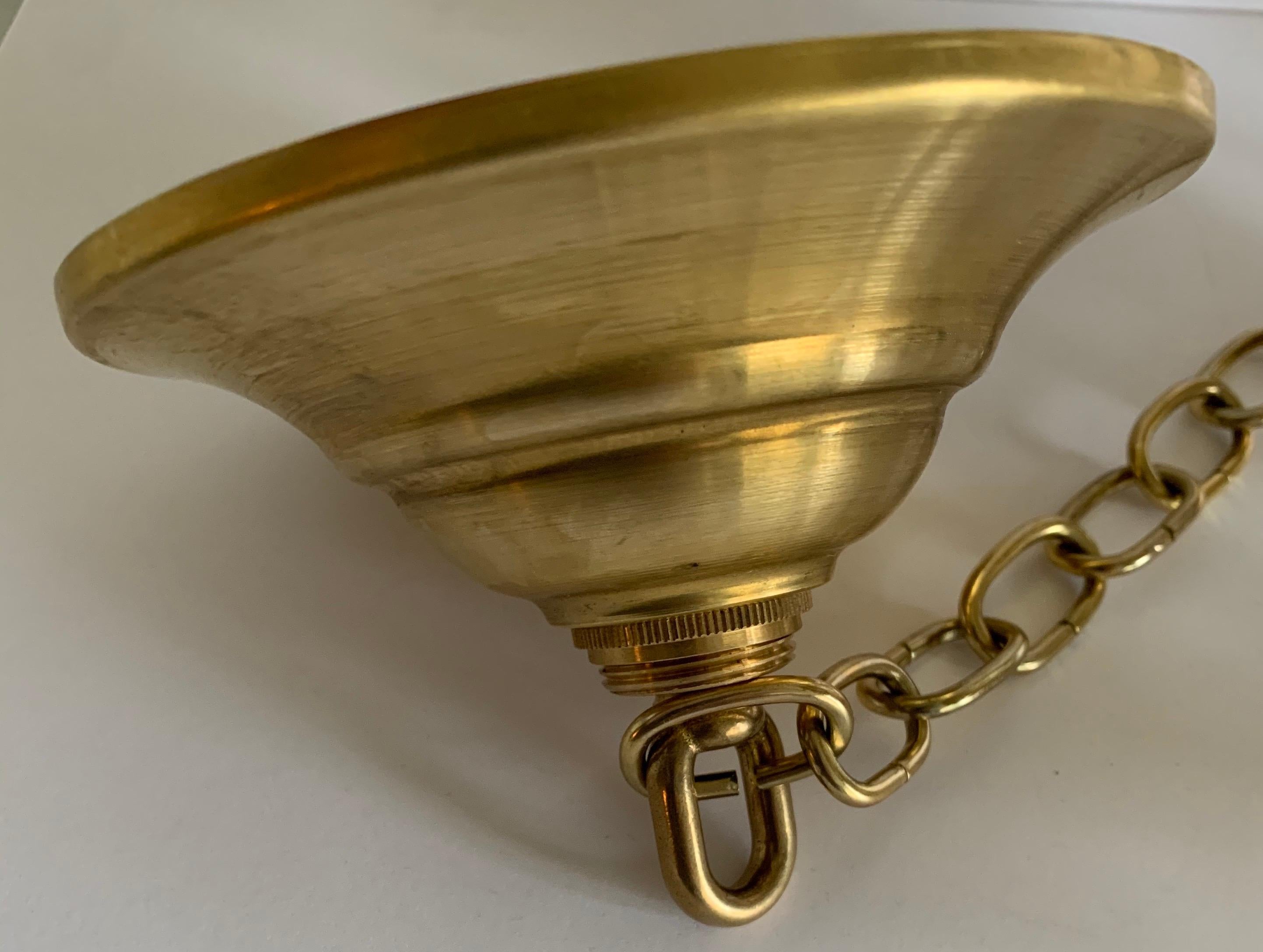 Midcentury Pierced Gold Metal Geometric Pendant Light For Sale 3