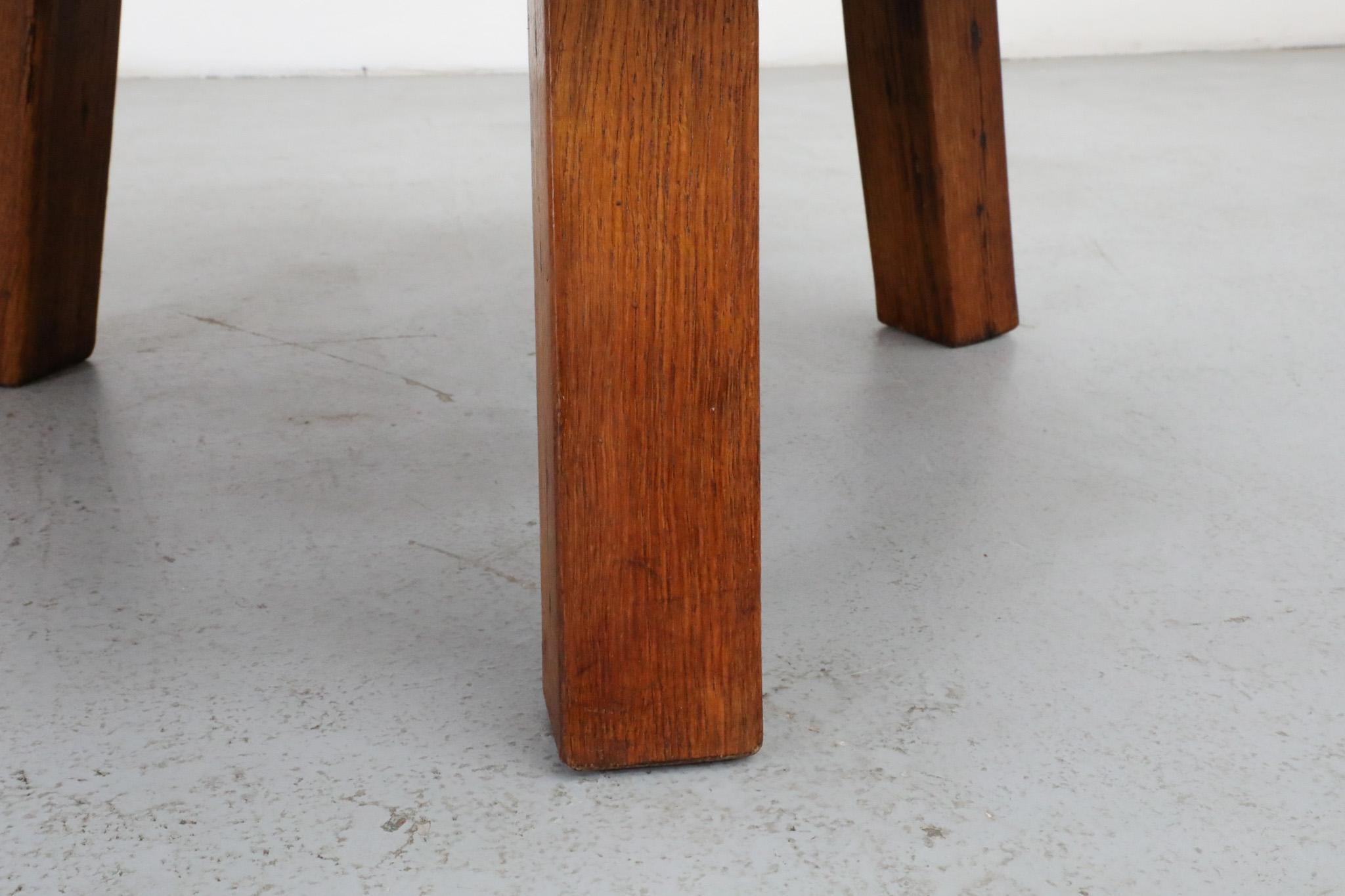 Mid-Century, Pierre Chapo Inspired, Brutalist Coffee Table Made From Solid Oak For Sale 6