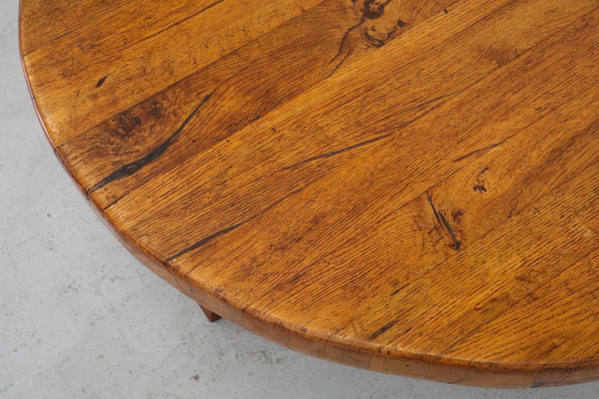 Mid-Century, Pierre Chapo Inspired, Brutalist Coffee Table Made From Solid Oak For Sale 8