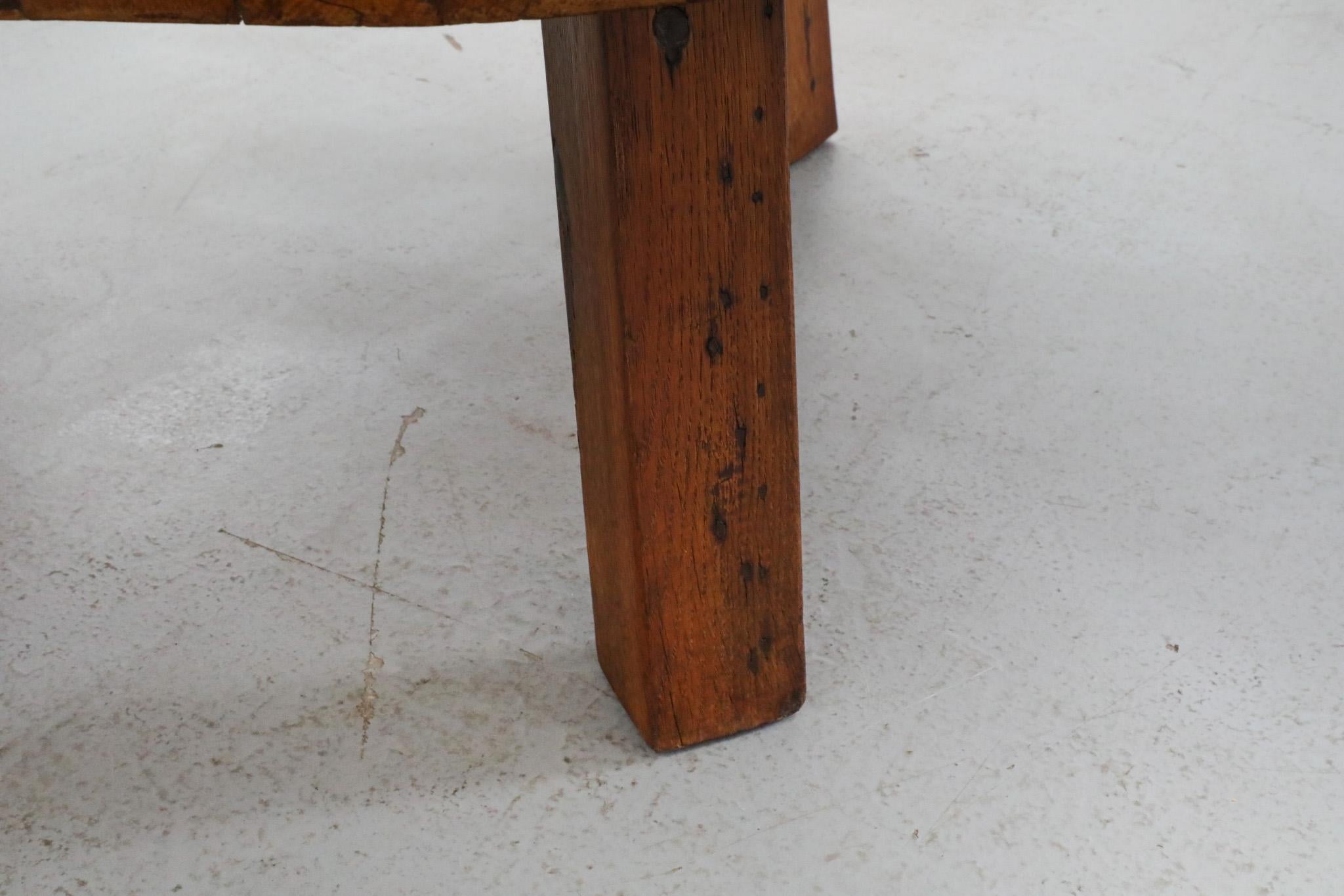 Mid-Century, Pierre Chapo Inspired, Brutalist Coffee Table Made From Solid Oak For Sale 10