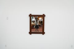 Mid-Century Pierre Chapo Inspired Brutalist Oak Mirror