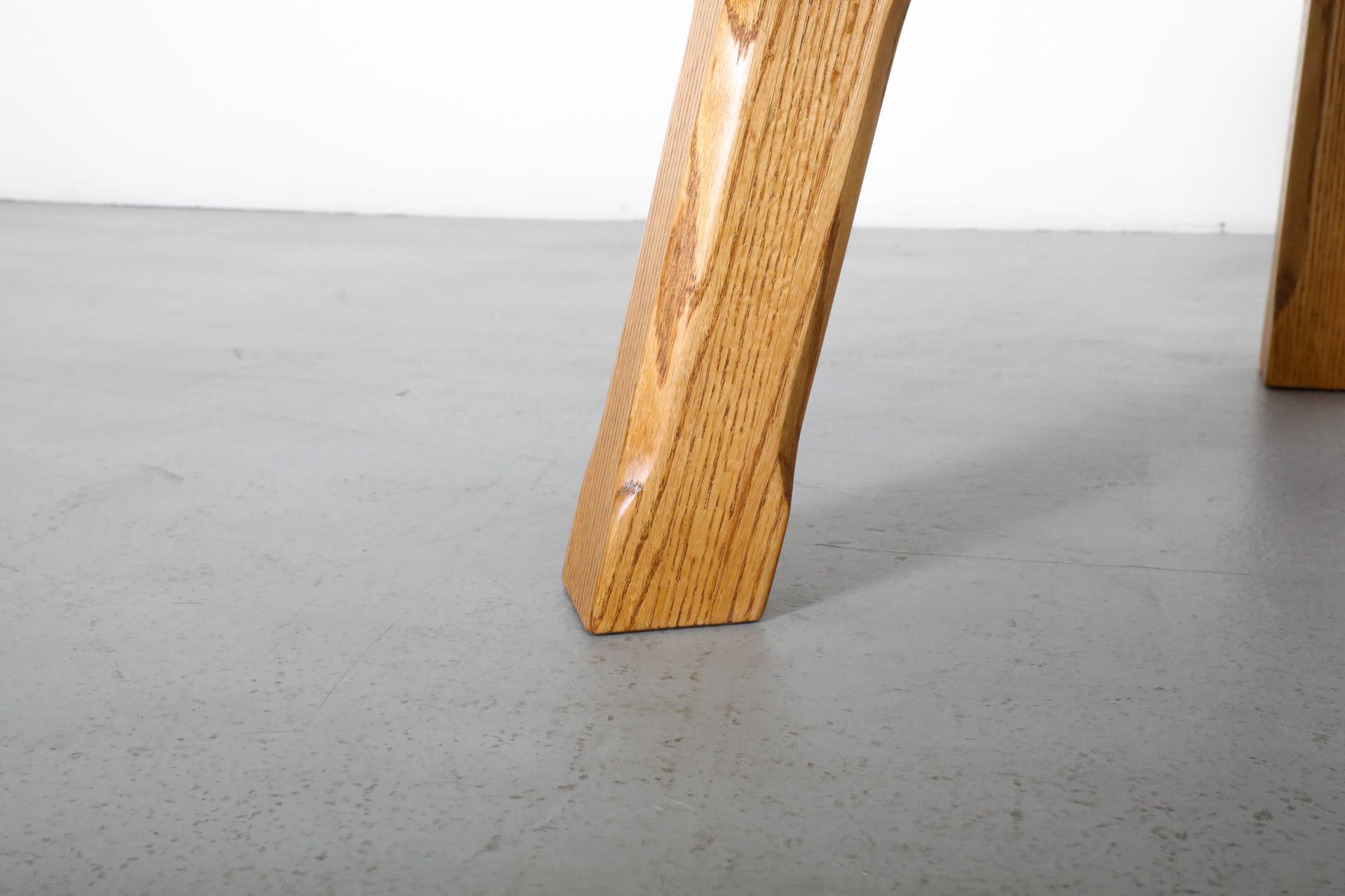 Mid-Century, Pierre Chapo Inspired, Brutalist Round Oak Coffee Table 10