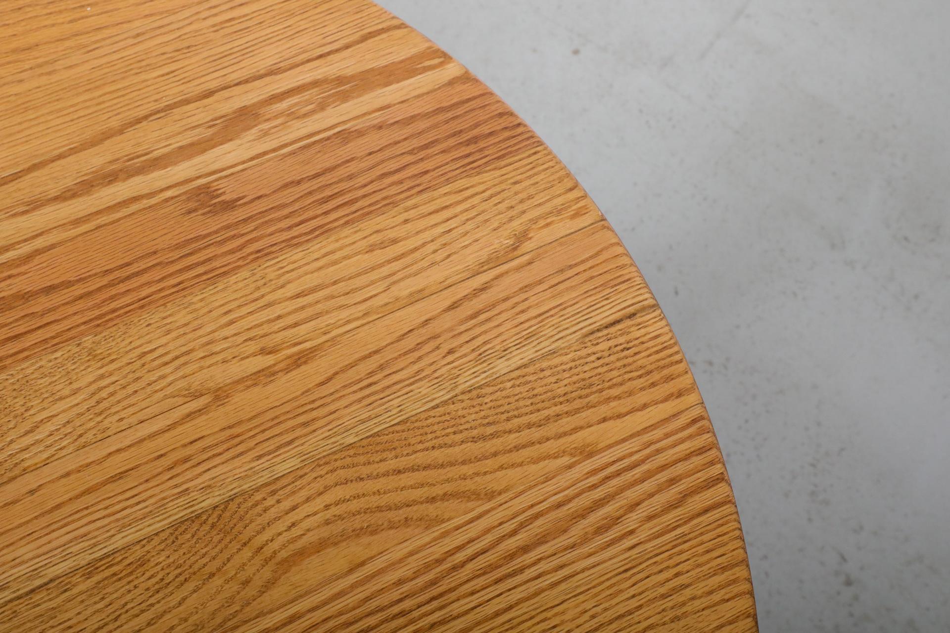 Mid-Century, Pierre Chapo Inspired, Brutalist Round Oak Coffee Table 13