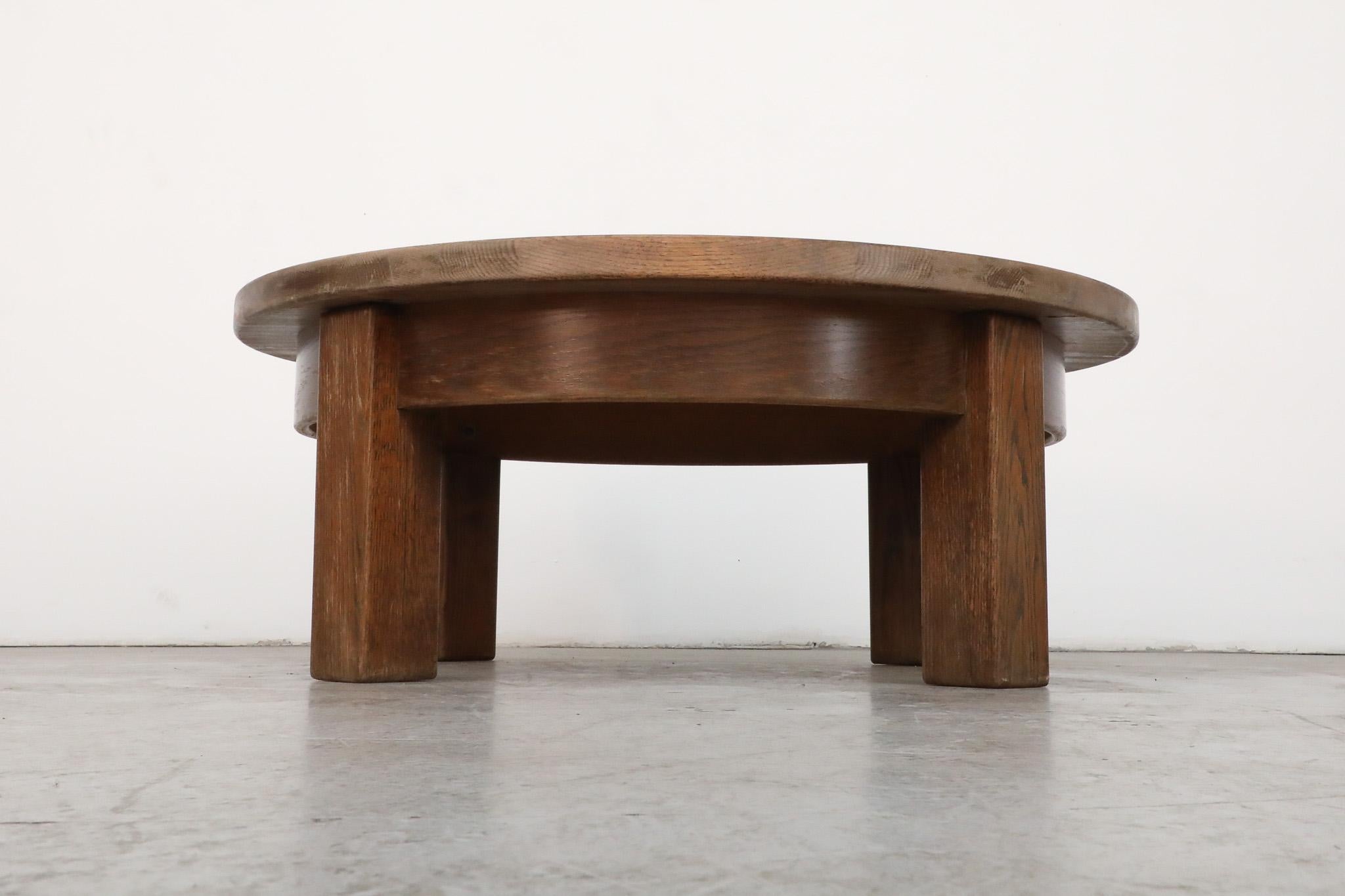Oak Mid-Century Pierre Chapo Inspired Heavy Brutalist Coffee Table
