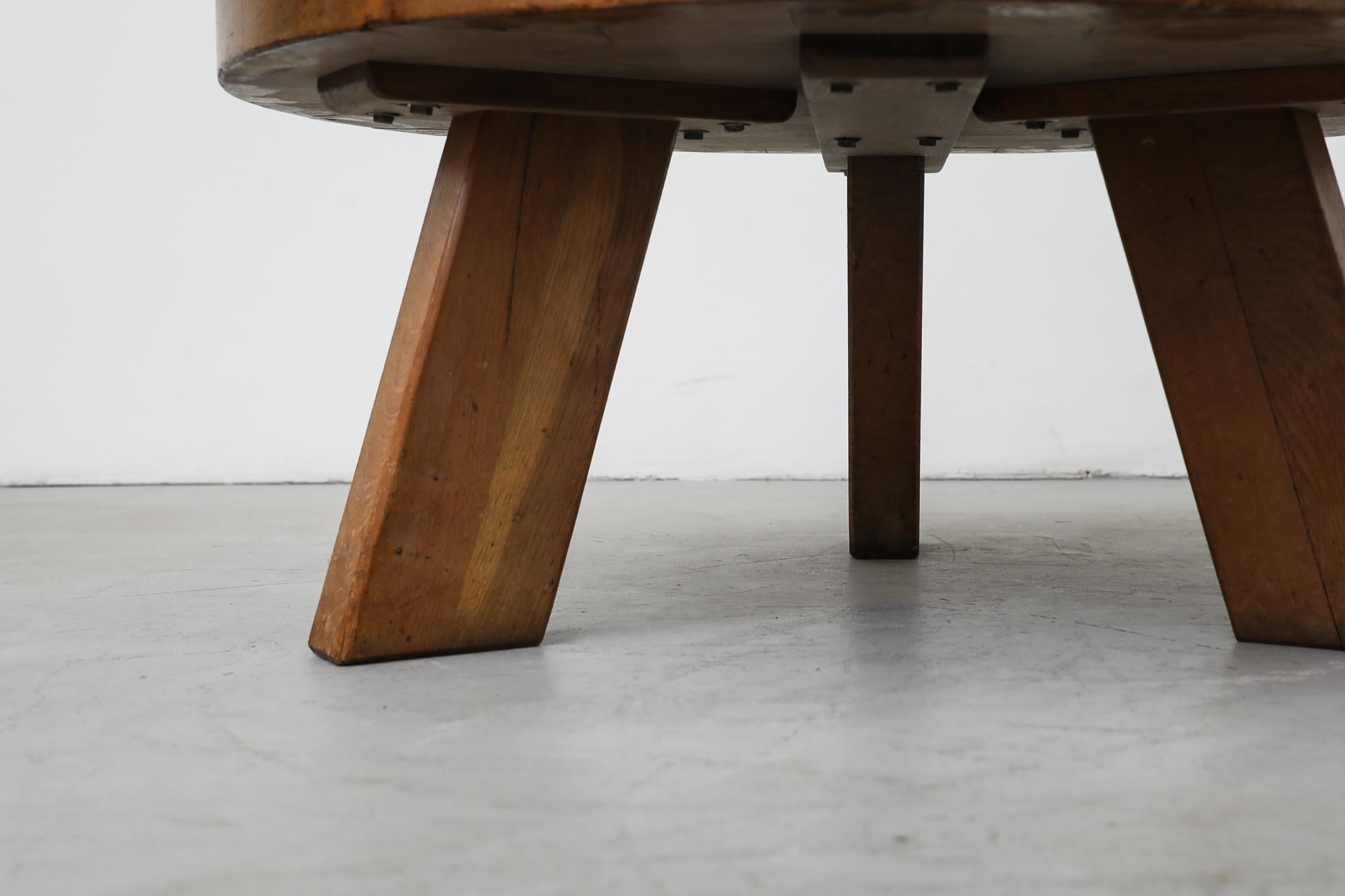 Mid Century Pierre Chapo Inspired Heavy Round Brutalist Side or Coffee Table 7