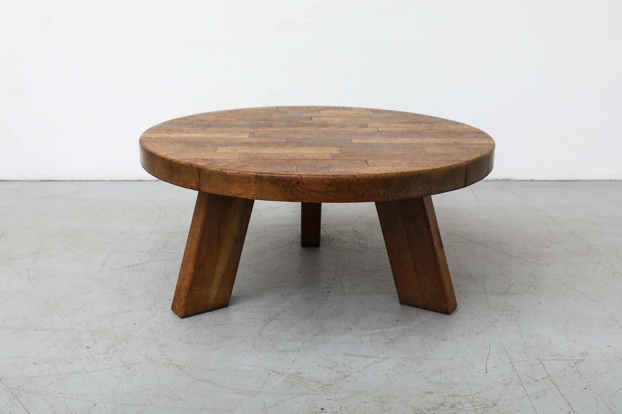 Mid Century Pierre Chapo Inspired Heavy Round Brutalist Side or Coffee Table 10