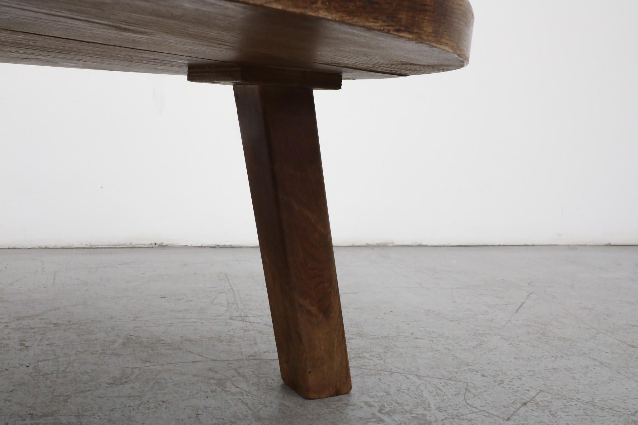 Mid-Century Pierre Chapo Inspired Oak Brutalist Coffee Table For Sale 5