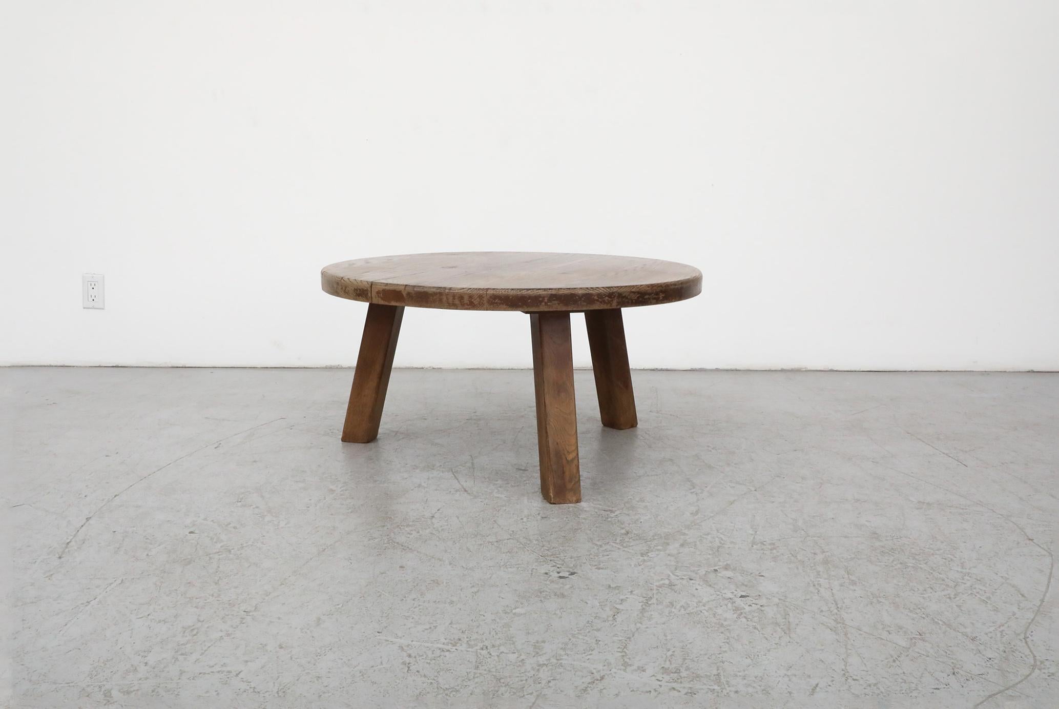 Mid-Century Modern Mid-Century Pierre Chapo Inspired Oak Brutalist Coffee Table For Sale