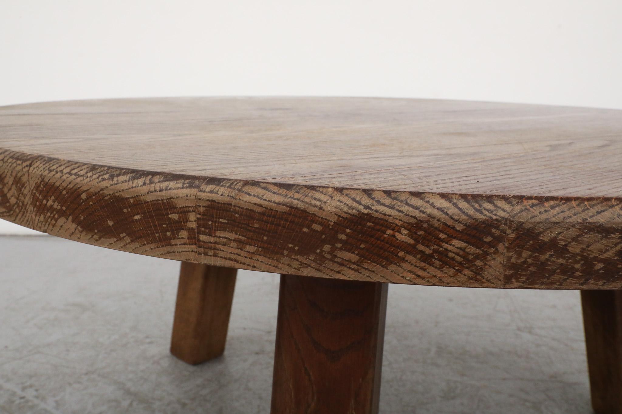 Mid-Century Pierre Chapo Inspired Oak Brutalist Coffee Table For Sale 2