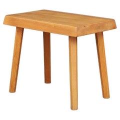 Mid-Century Pierre Chapo style Elmwood four-legged stool, France 1950s