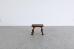 Mid-Century Pierre Chapo Style Mini Table, Dark Stained Oak, Tapered Legs