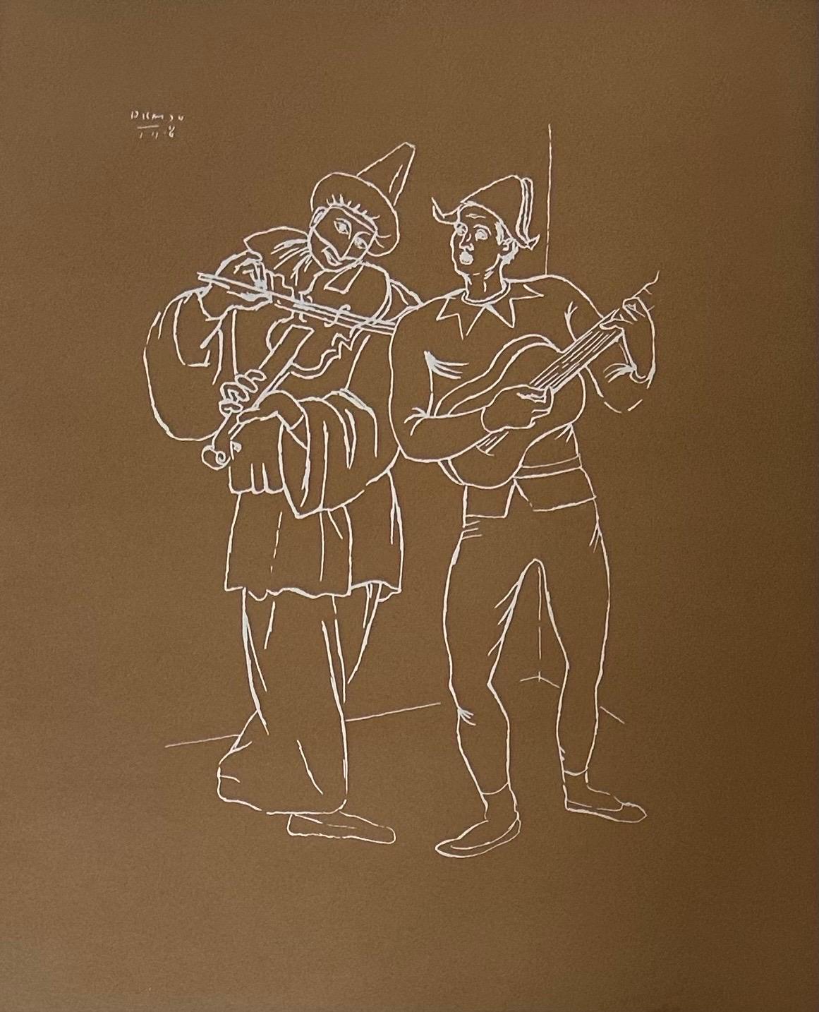 Mid-Century "Pierrot & Harlequin 1918" Lithograph by Pablo Picasso