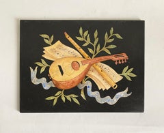 Wandtafel aus Pietra Dura mit Musikmotiv im Stil von Richard Blow, Mitte des Jahrhunderts