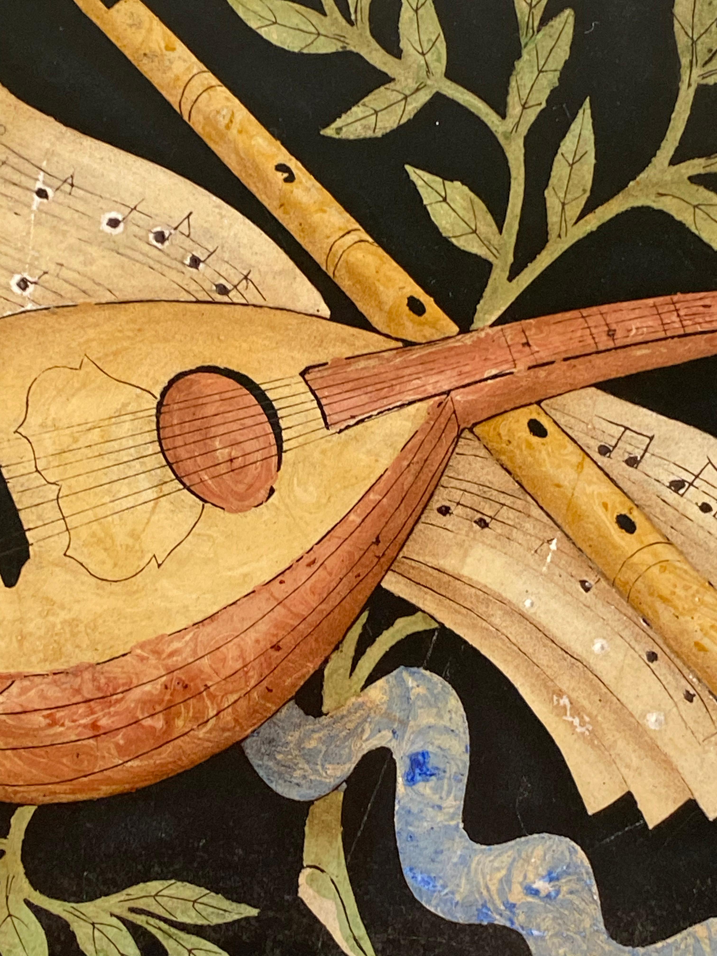 Italian Mid-Century Pietra Dura Musical-Motif Wall Plaque in the Style of Richard Blow For Sale