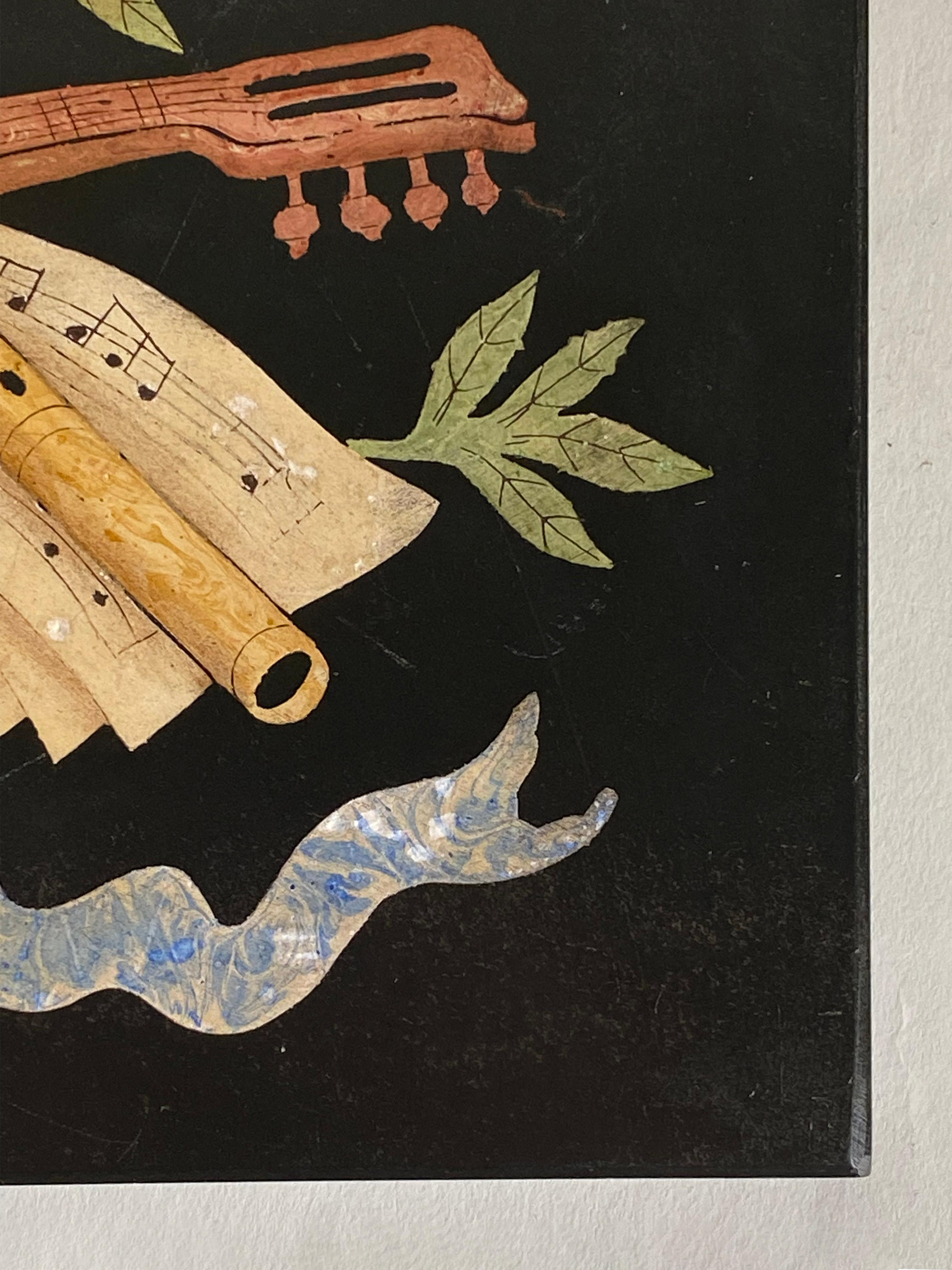 Mid-20th Century Mid-Century Pietra Dura Musical-Motif Wall Plaque in the Style of Richard Blow For Sale