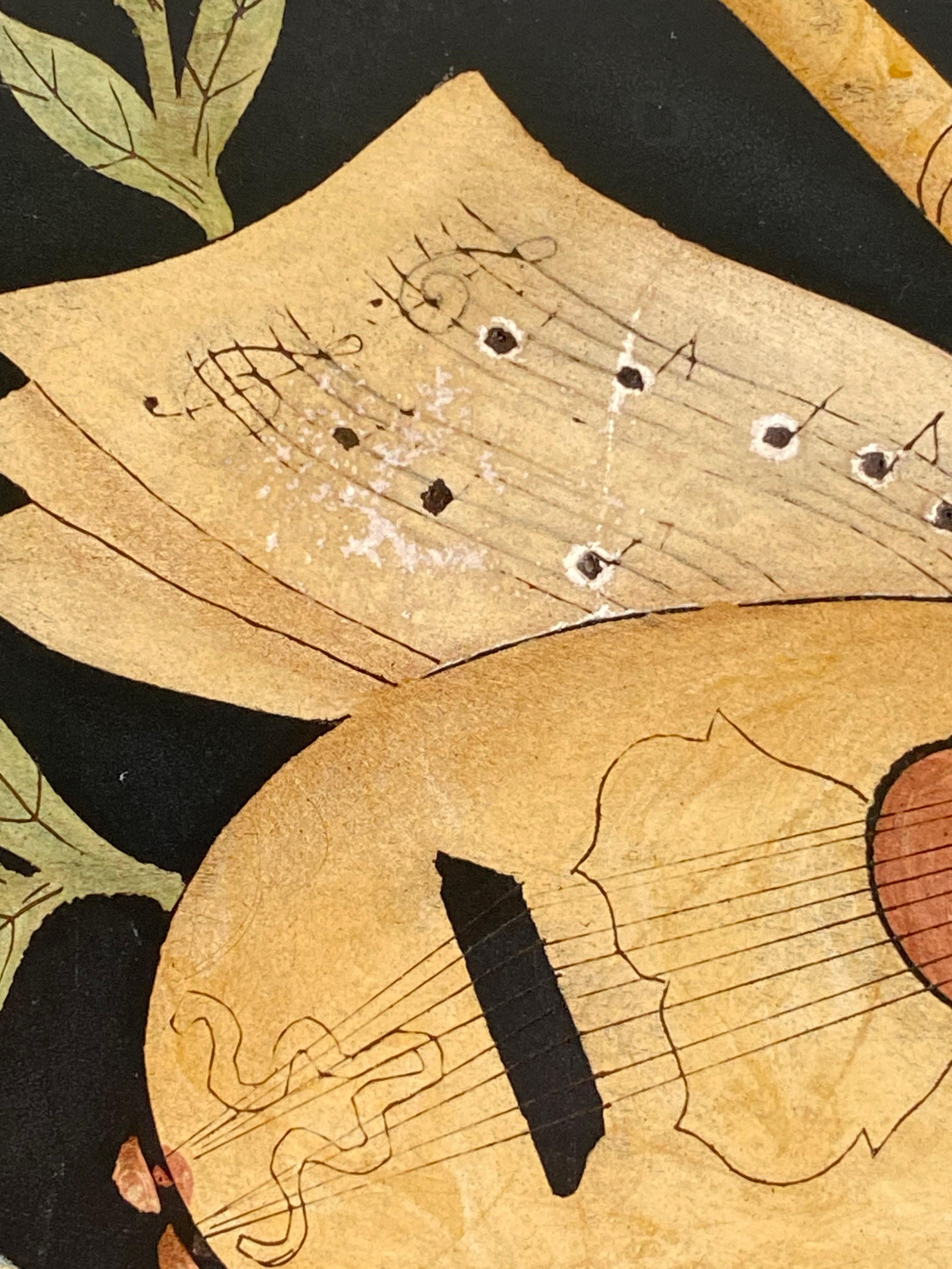Marble Mid-Century Pietra Dura Musical-Motif Wall Plaque in the Style of Richard Blow For Sale