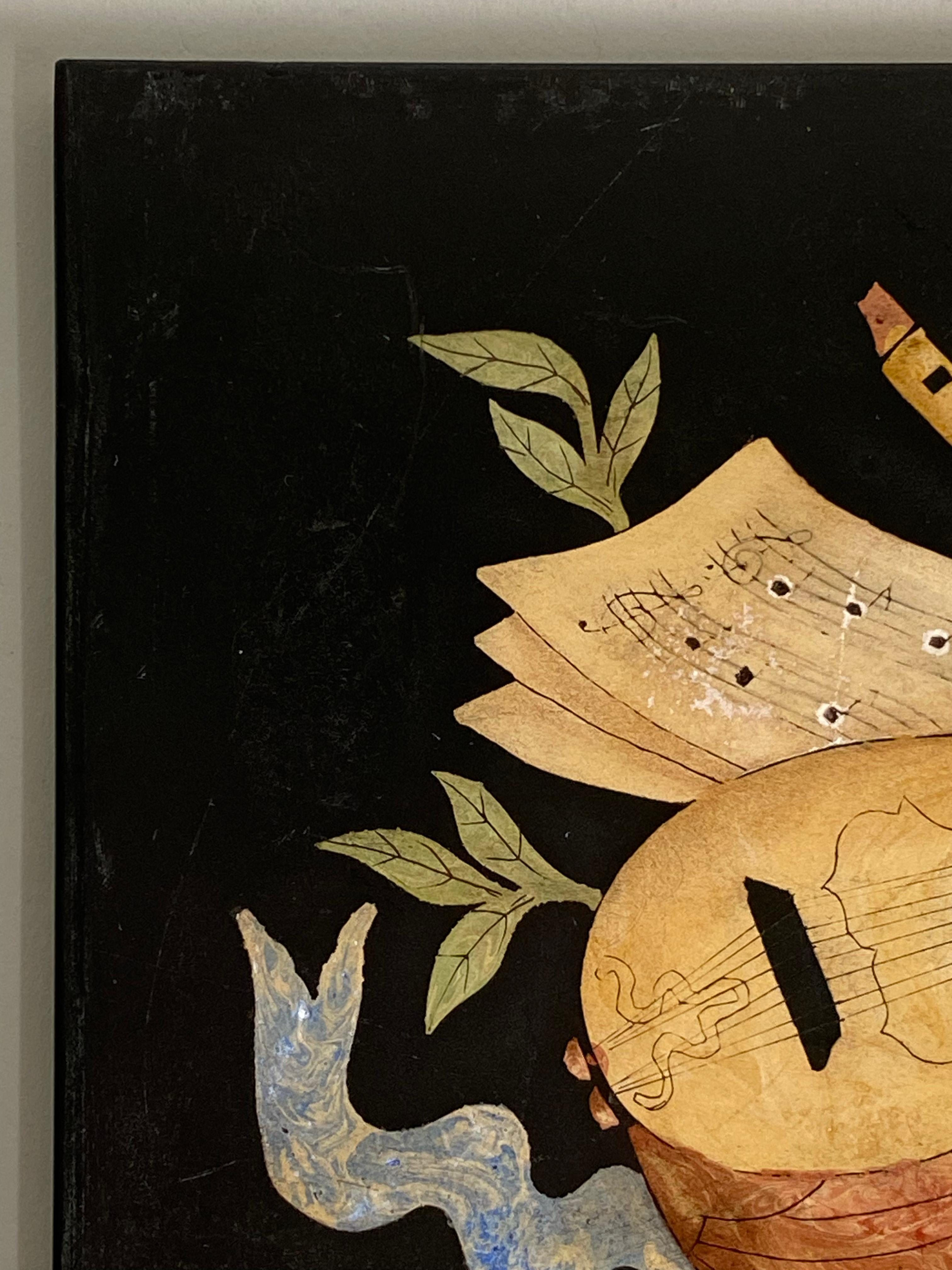 Mid-Century Pietra Dura Musical-Motif Wall Plaque in the Style of Richard Blow For Sale 1