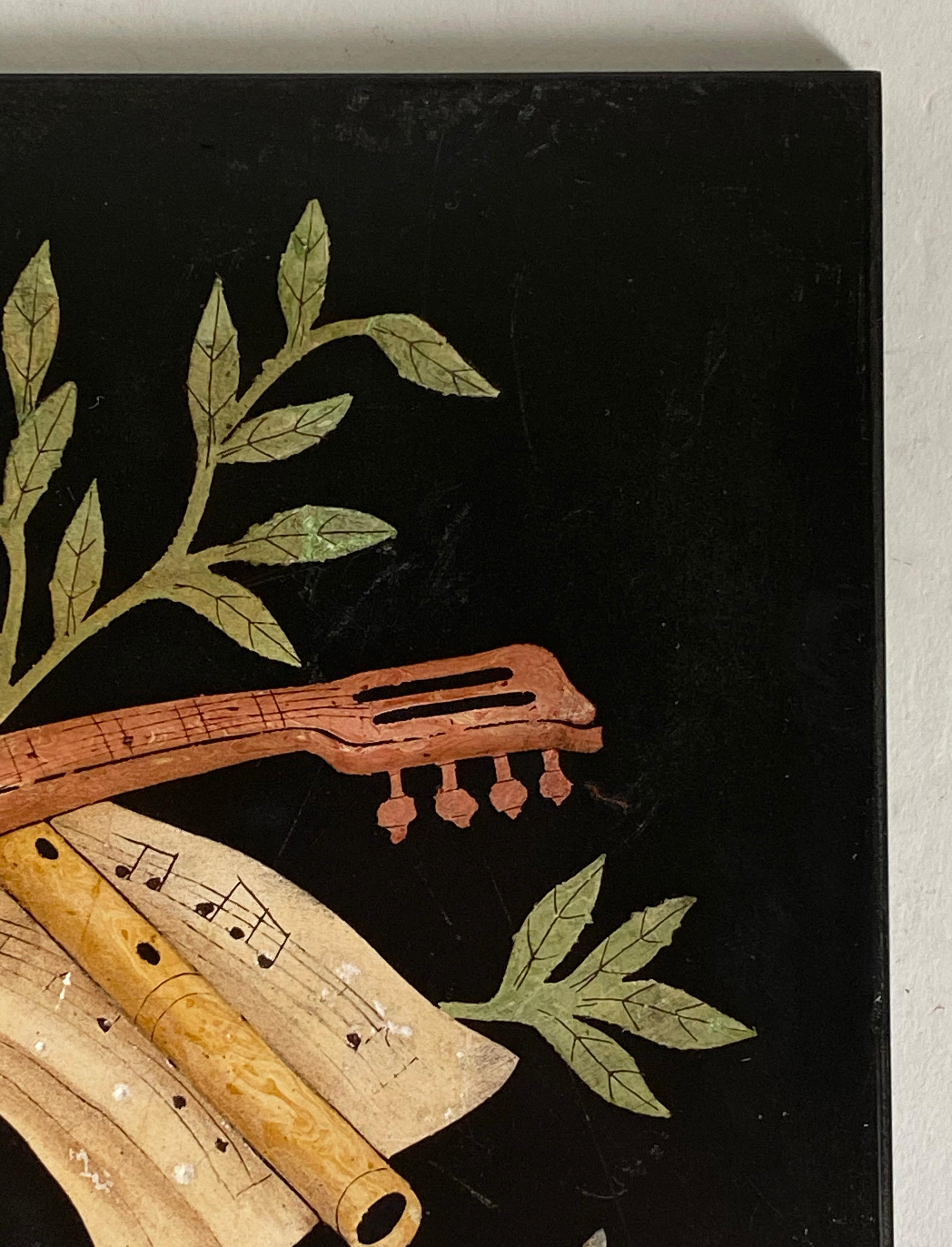 Mid-Century Pietra Dura Musical-Motif Wall Plaque in the Style of Richard Blow For Sale 2