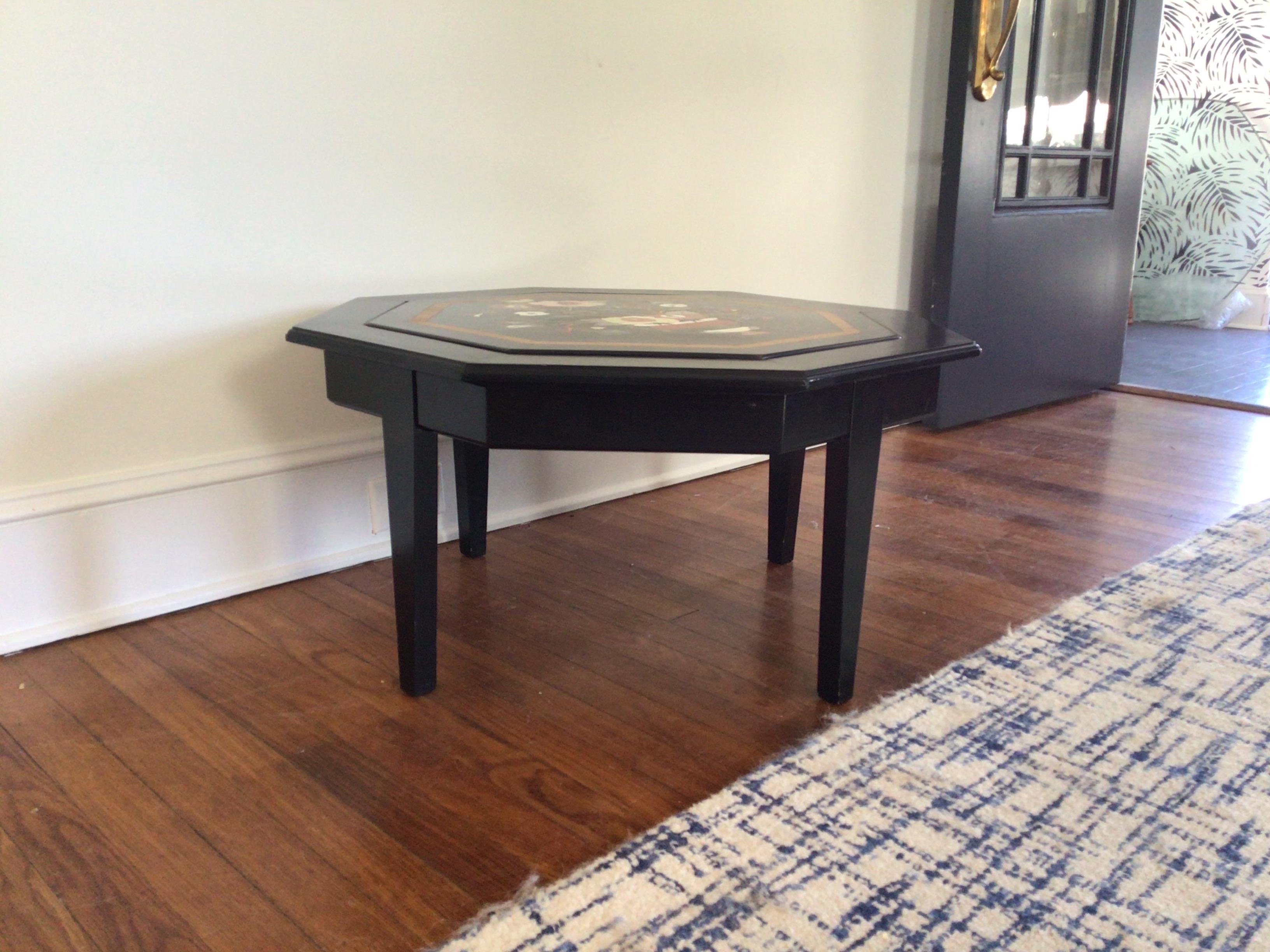 Mid Century Pietra Dura Octagonal Coffee Cocktail Table In Good Condition For Sale In W Allenhurst, NJ