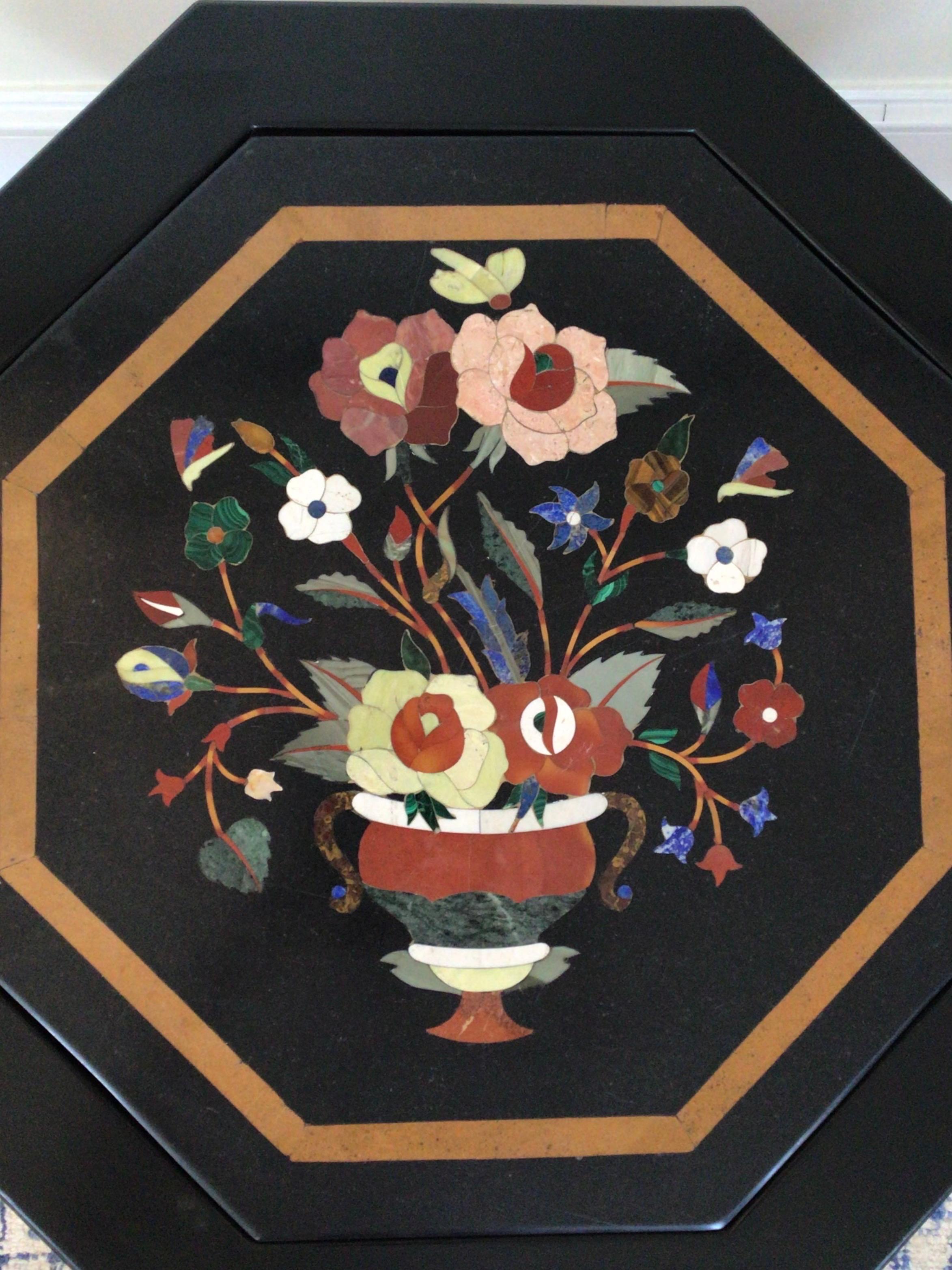 20th Century Mid Century Pietra Dura Octagonal Coffee Cocktail Table For Sale