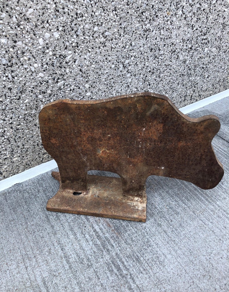 Boot Scraper, Cast Iron Pig W/curly Tail, Made By C