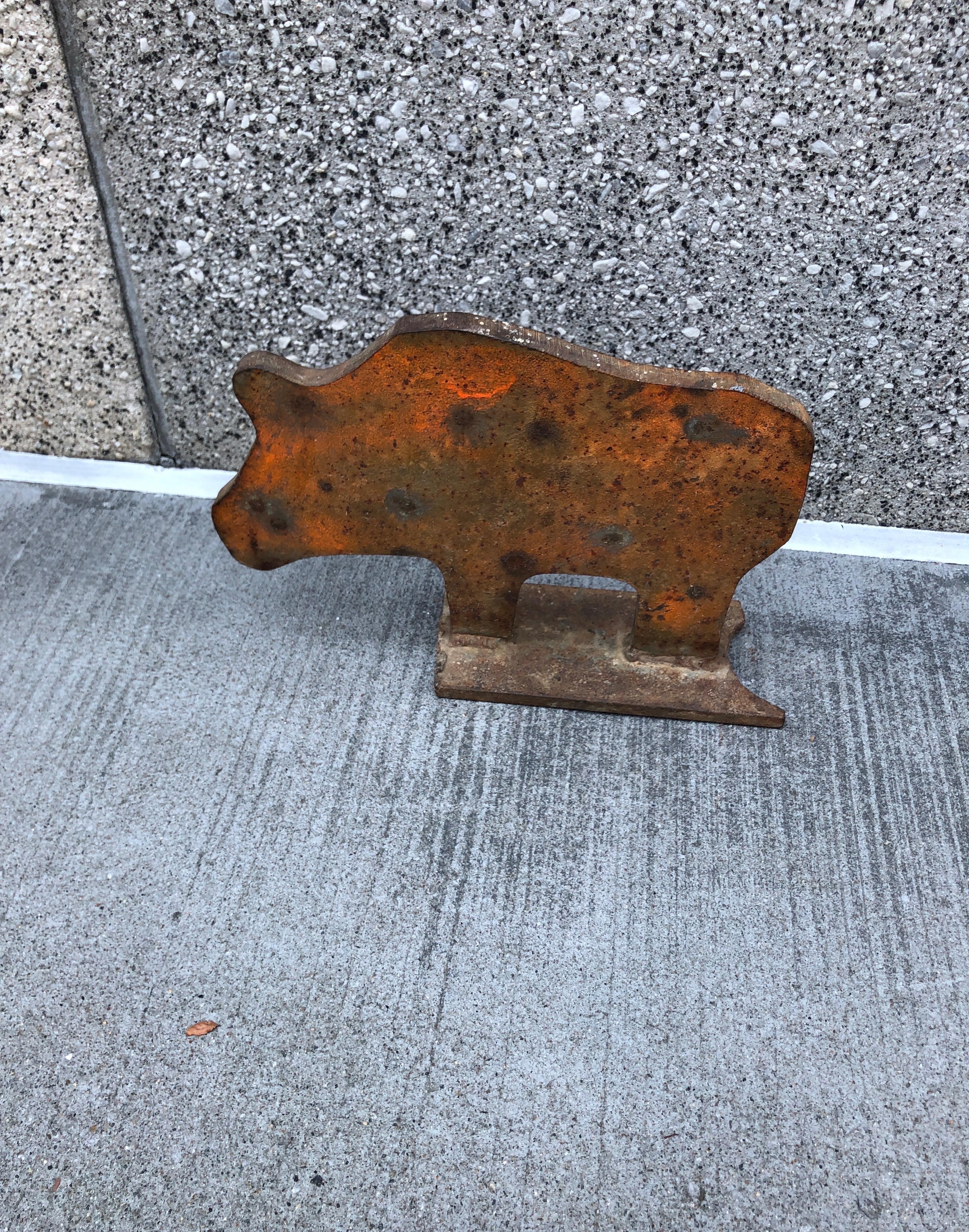 Mid-Century Pig Shaped Iron Boot Scraper In Distressed Condition For Sale In New York, NY