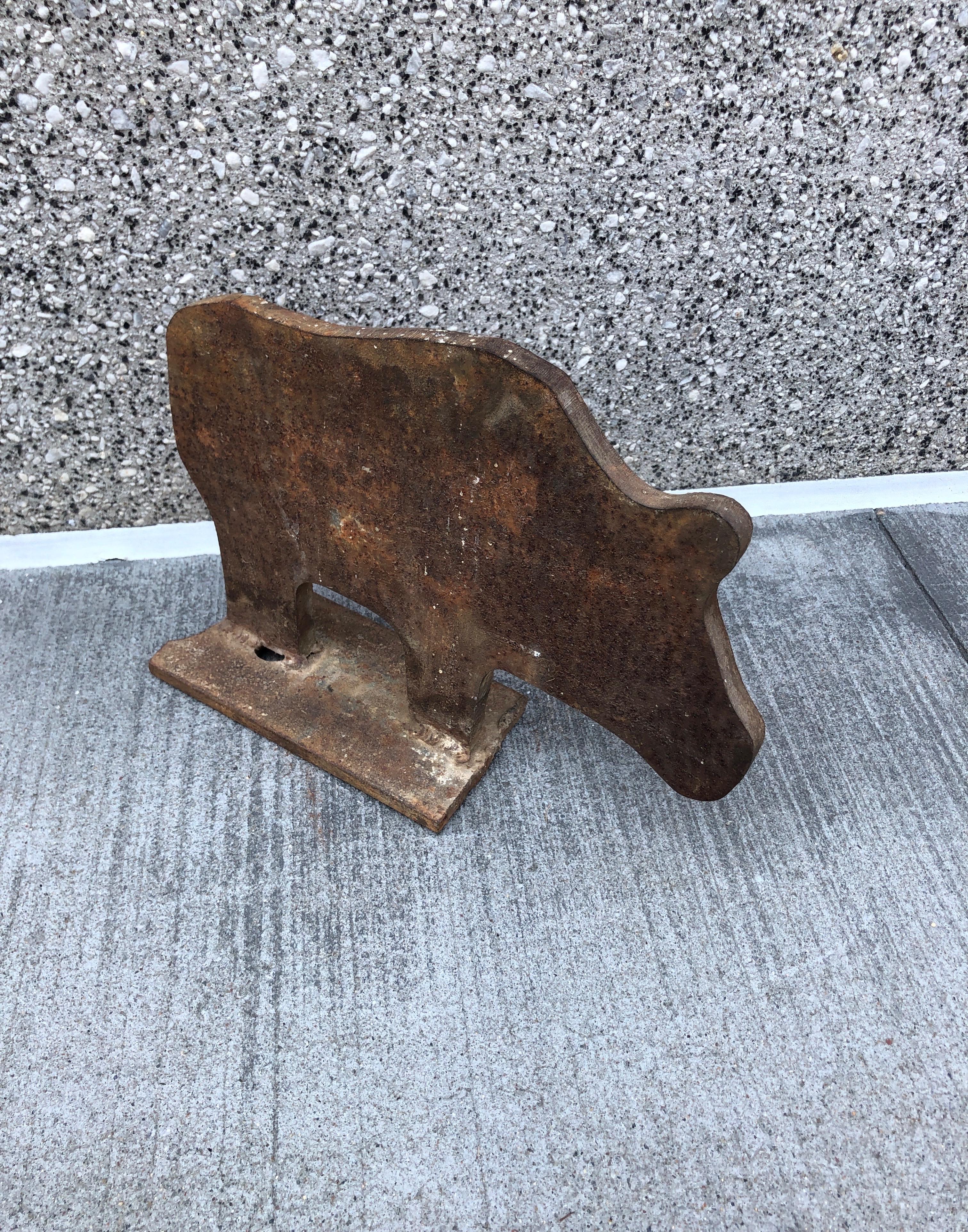 Mid-Century Pig Shaped Iron Boot Scraper For Sale 1