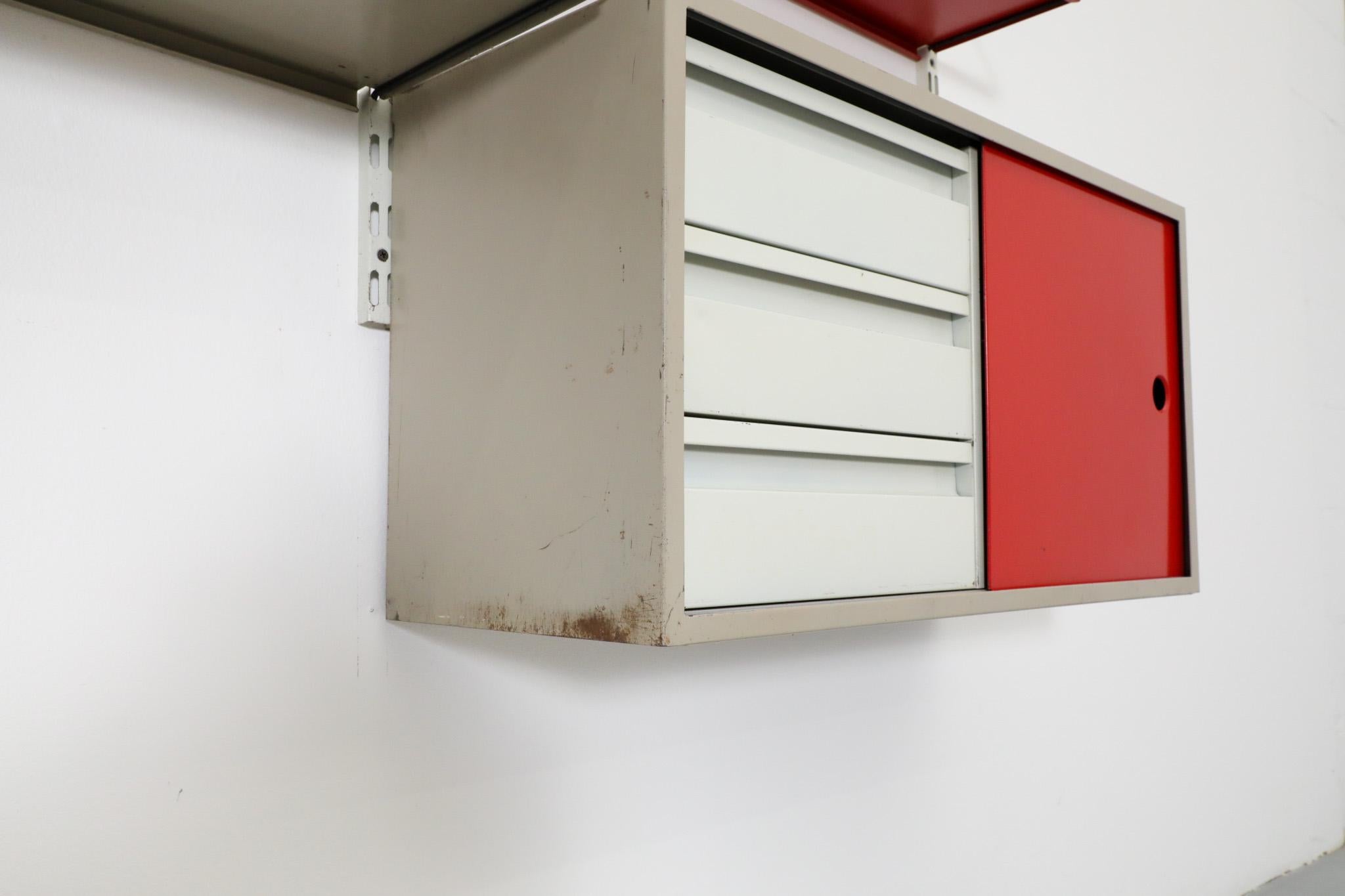Mid-Century Pilastro Two Section Wall Shelving Unit with Cabinet and Light For Sale 5