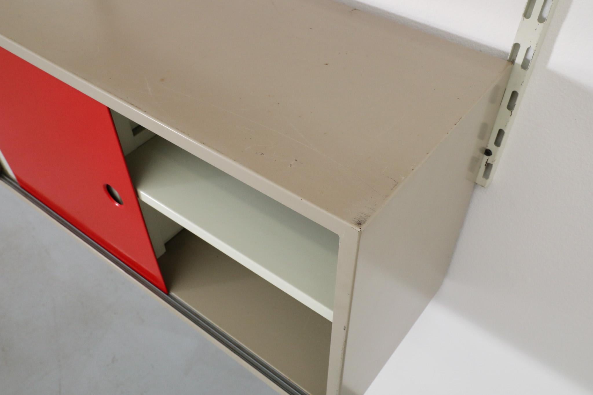 Mid-Century Pilastro Two Section Wall Shelving Unit with Cabinet and Light For Sale 7